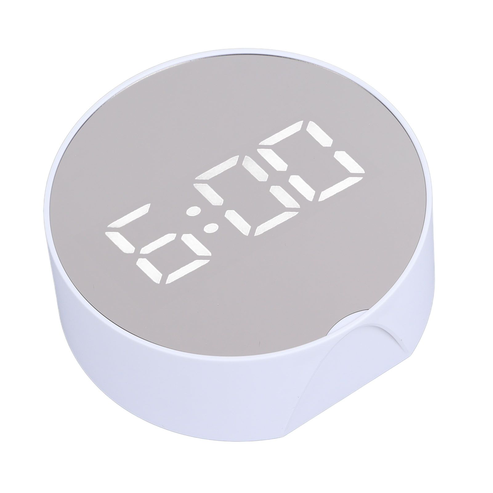 Digital Mirror Clock Alarm White Big Round Screen Easy to Read Portable LED view 3