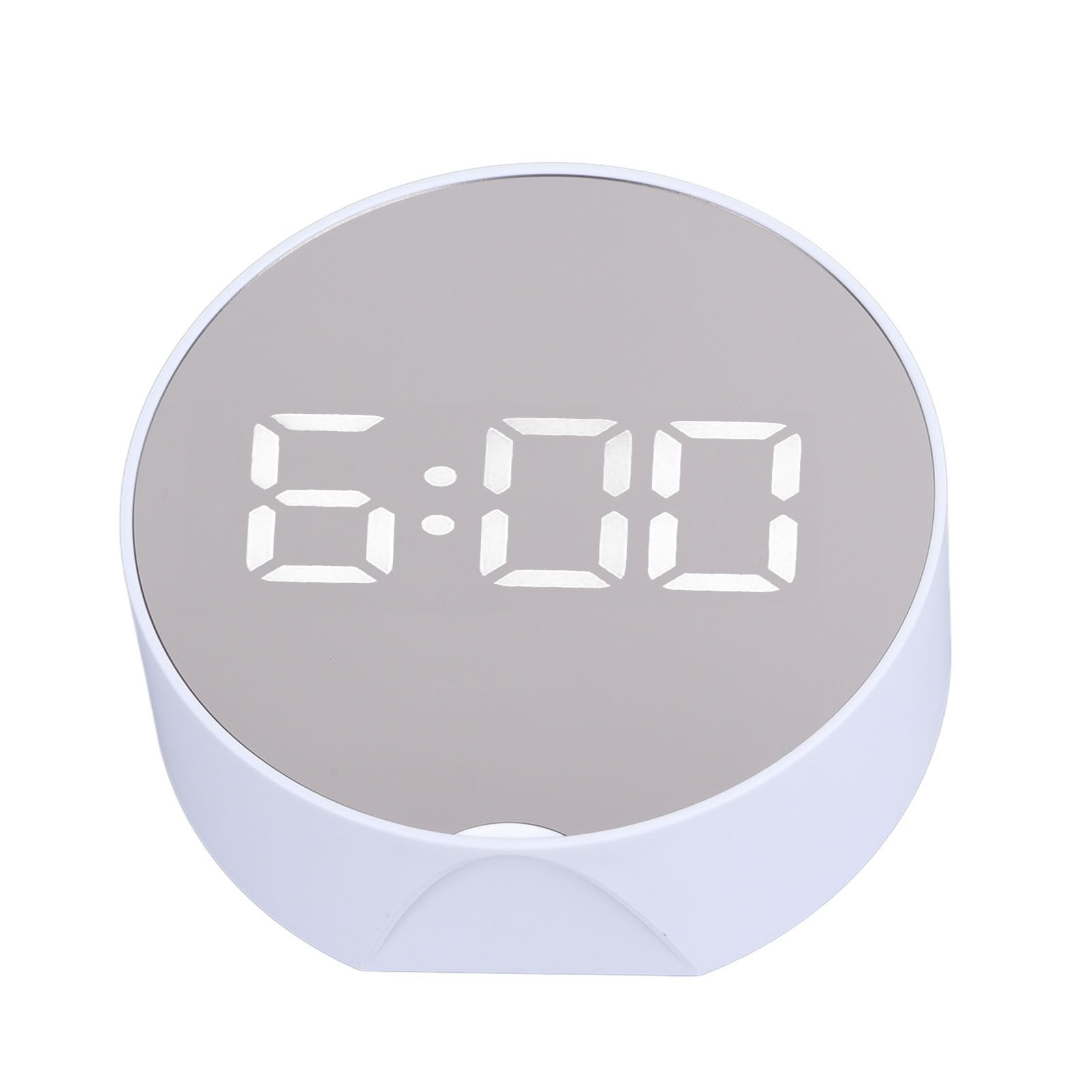 Digital Mirror Clock Alarm White Big Round Screen Easy to Read Portable LED view 4