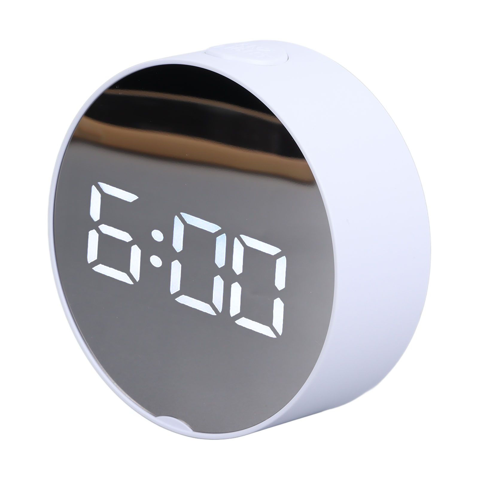 Digital Mirror Clock Alarm White Big Round Screen Easy to Read Portable LED view 5