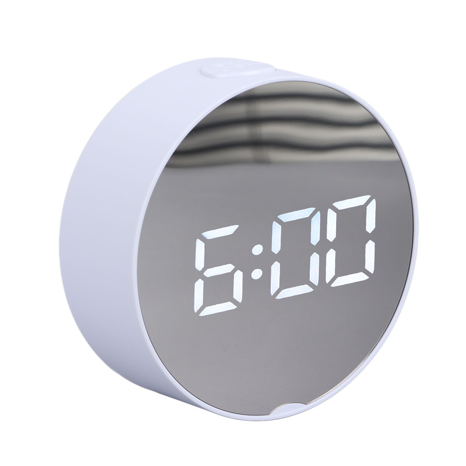Digital Mirror Clock Alarm White Big Round Screen Easy to Read Portable LED view 6