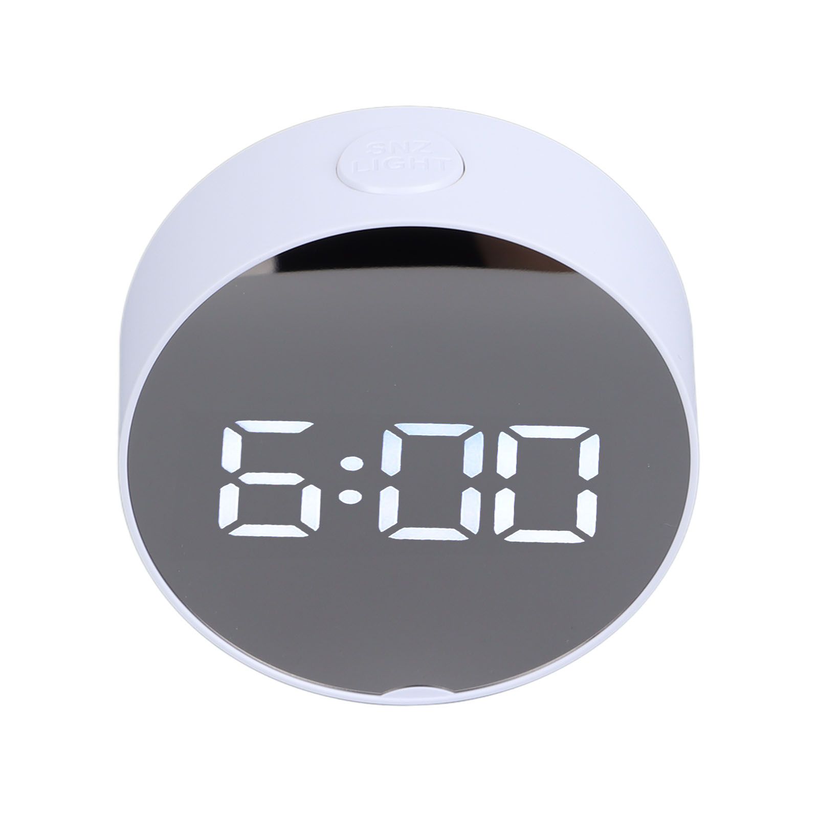 Digital Mirror Clock Alarm White Big Round Screen Easy to Read Portable LED view 7