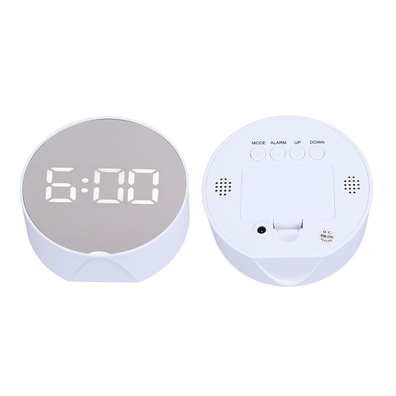 Digital Mirror Clock Alarm White Big Round Screen Easy to Read Portable LED view 9
