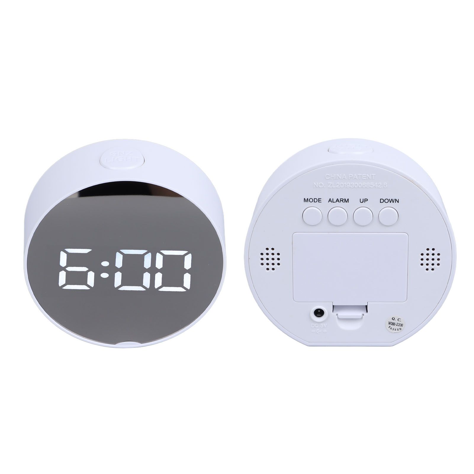 Digital Mirror Clock Alarm White Big Round Screen Easy to Read Portable LED view 10
