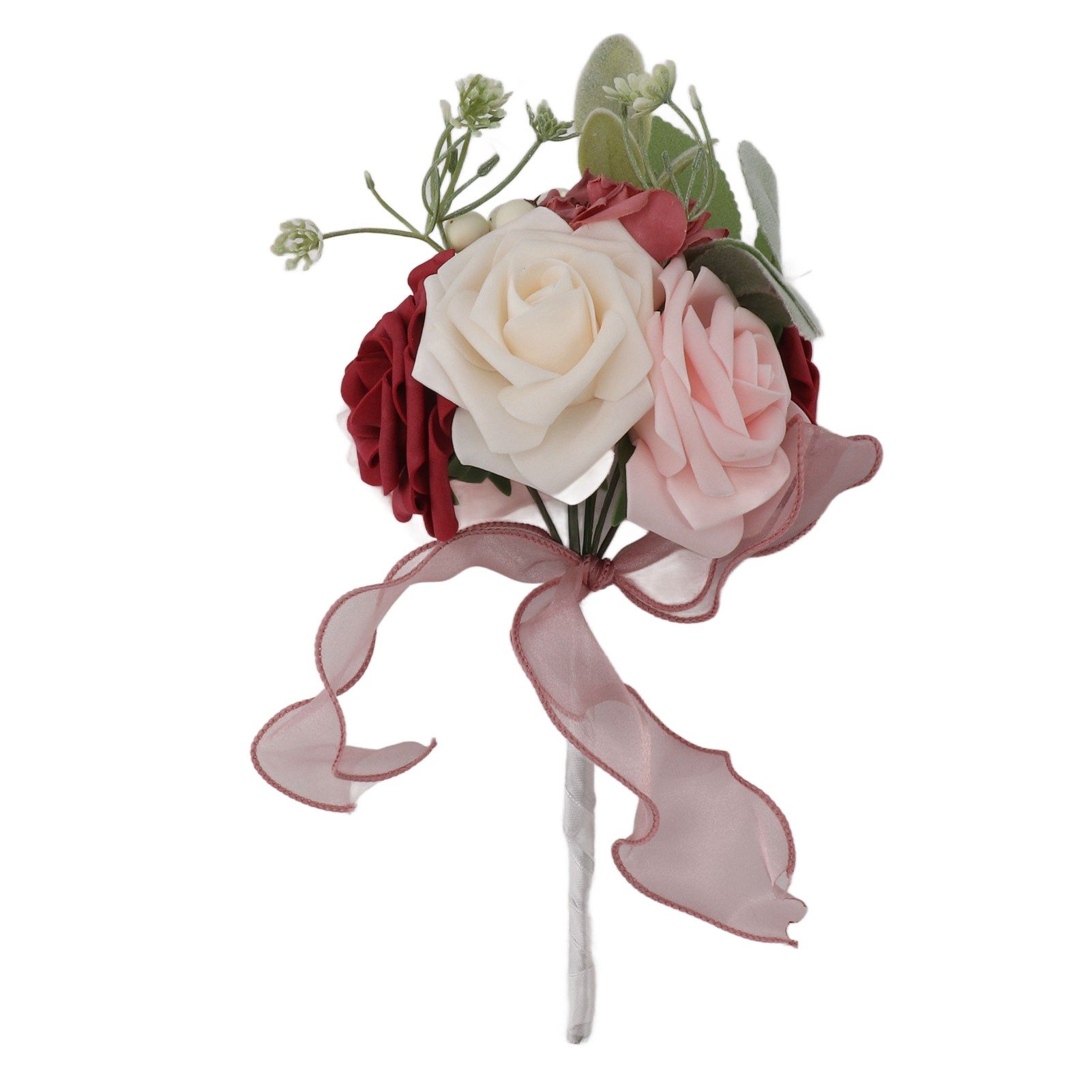 Romantic Rose Bridal Wedding Bouquet Artificial Silk Flowers Fake Flowers