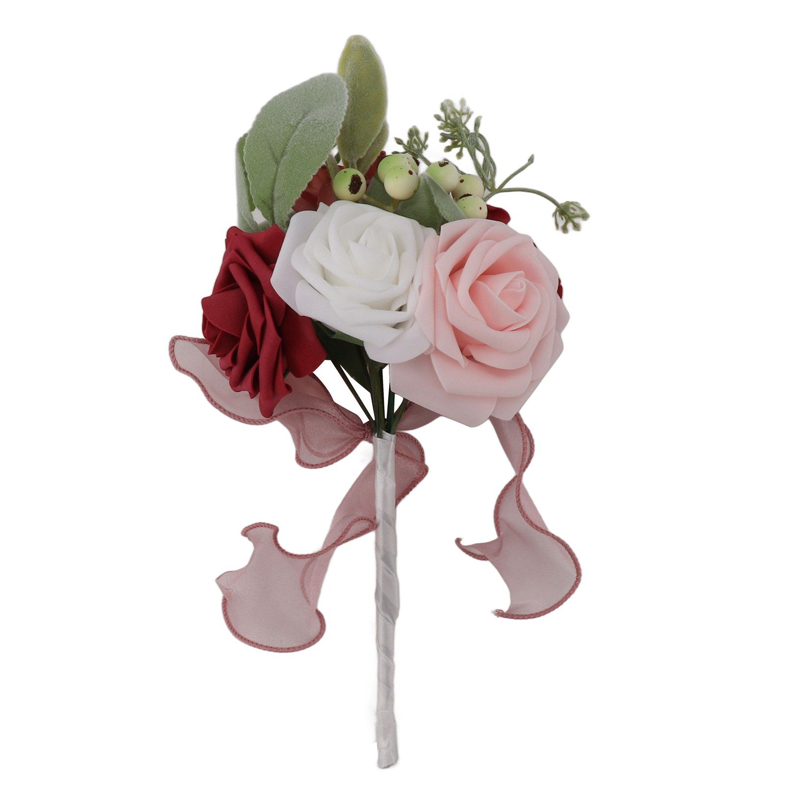 Romantic Rose Bridal Wedding Bouquet Artificial Silk Flowers Fake Flowers view 2