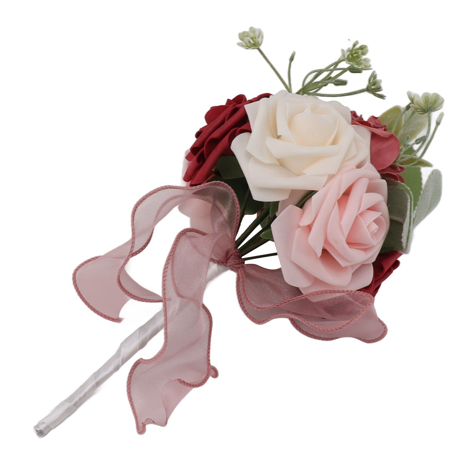 Romantic Rose Bridal Wedding Bouquet Artificial Silk Flowers Fake Flowers view 5