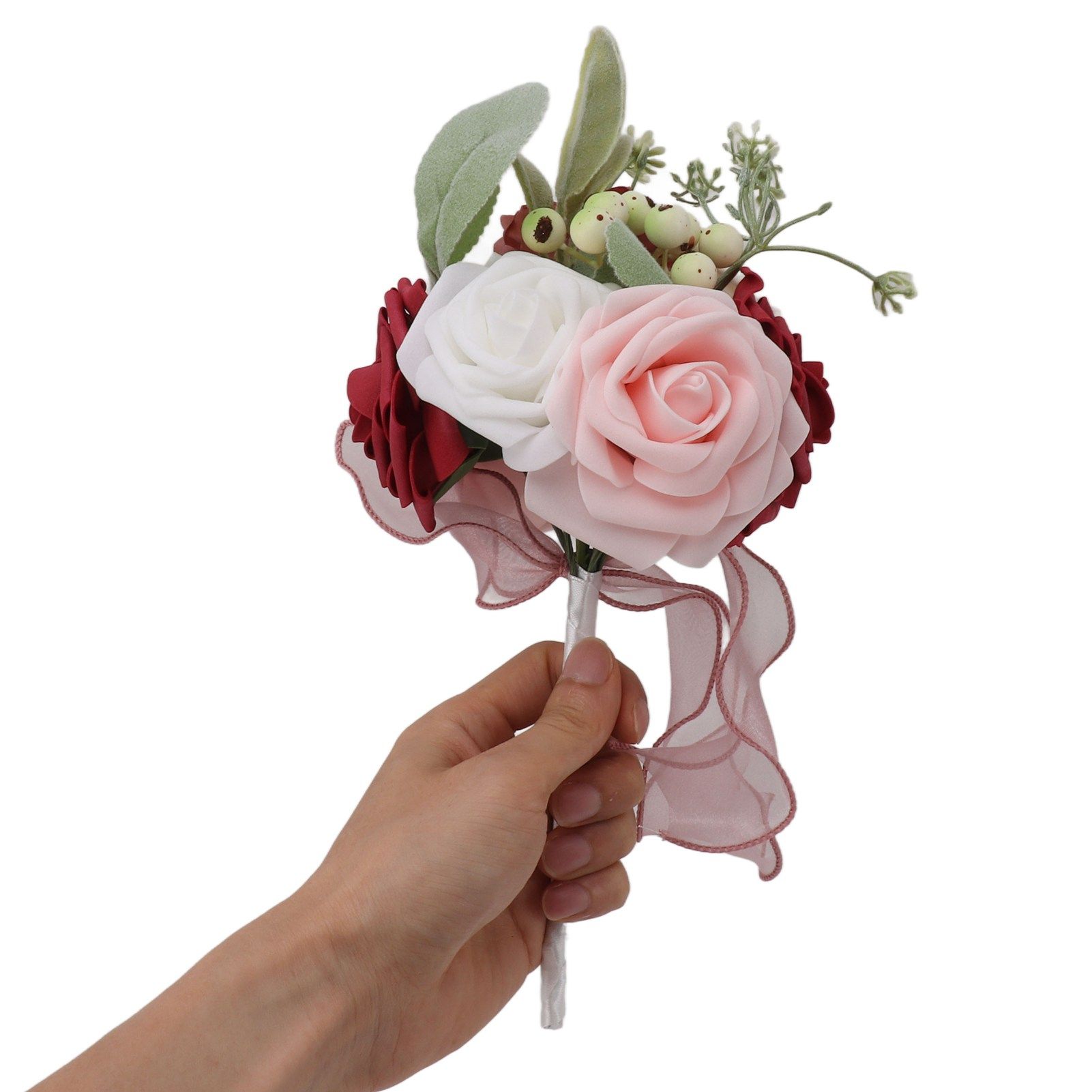 Romantic Rose Bridal Wedding Bouquet Artificial Silk Flowers Fake Flowers view 10