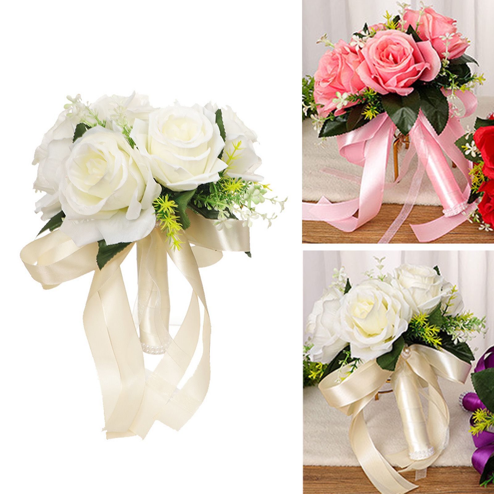 Wedding Bouquets Silk and Plastic Romantic Exquisite Comfortable Handle view 12