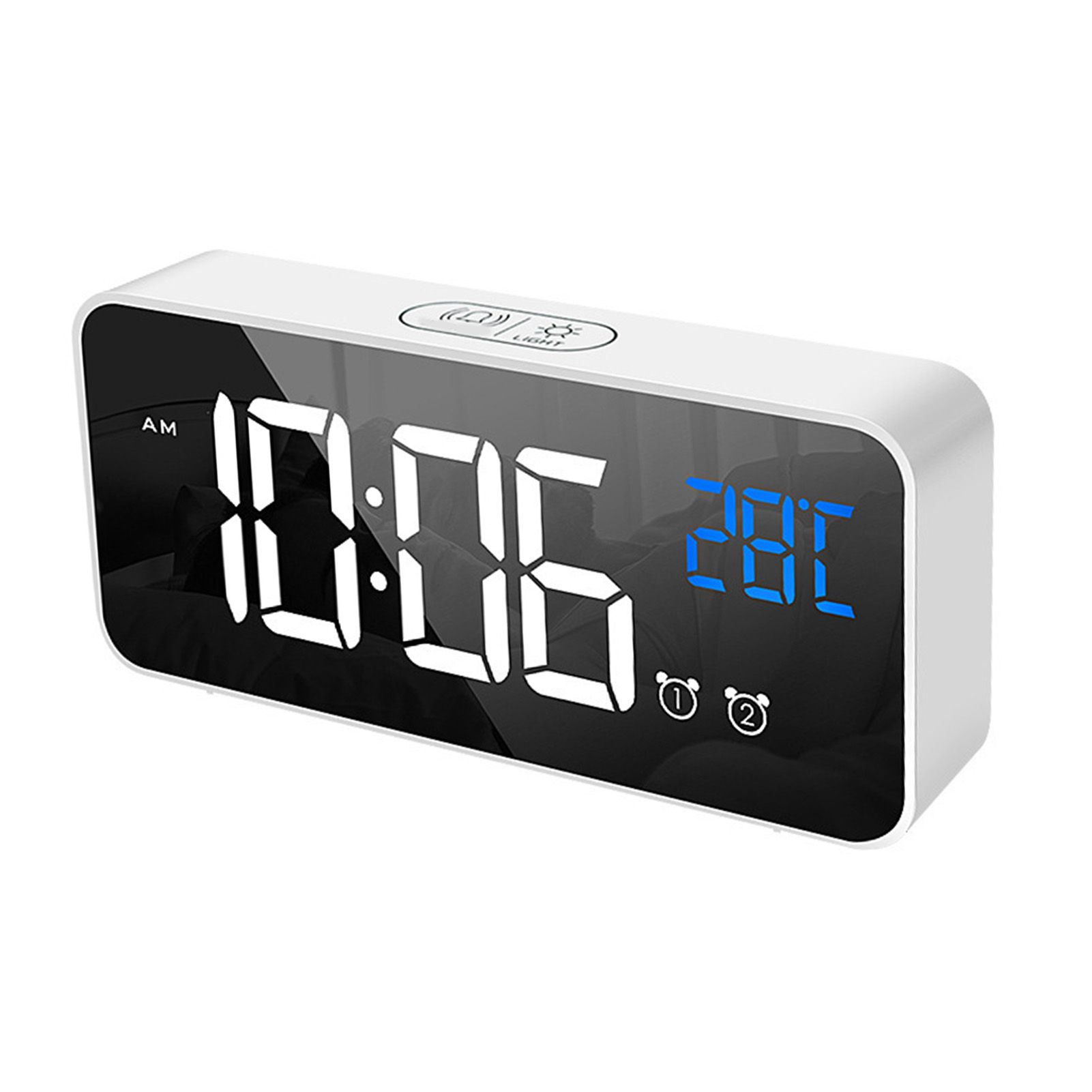 LED Alarm Electric Clock Multifunctional Exquisite Mirrored Surface Silent view 3