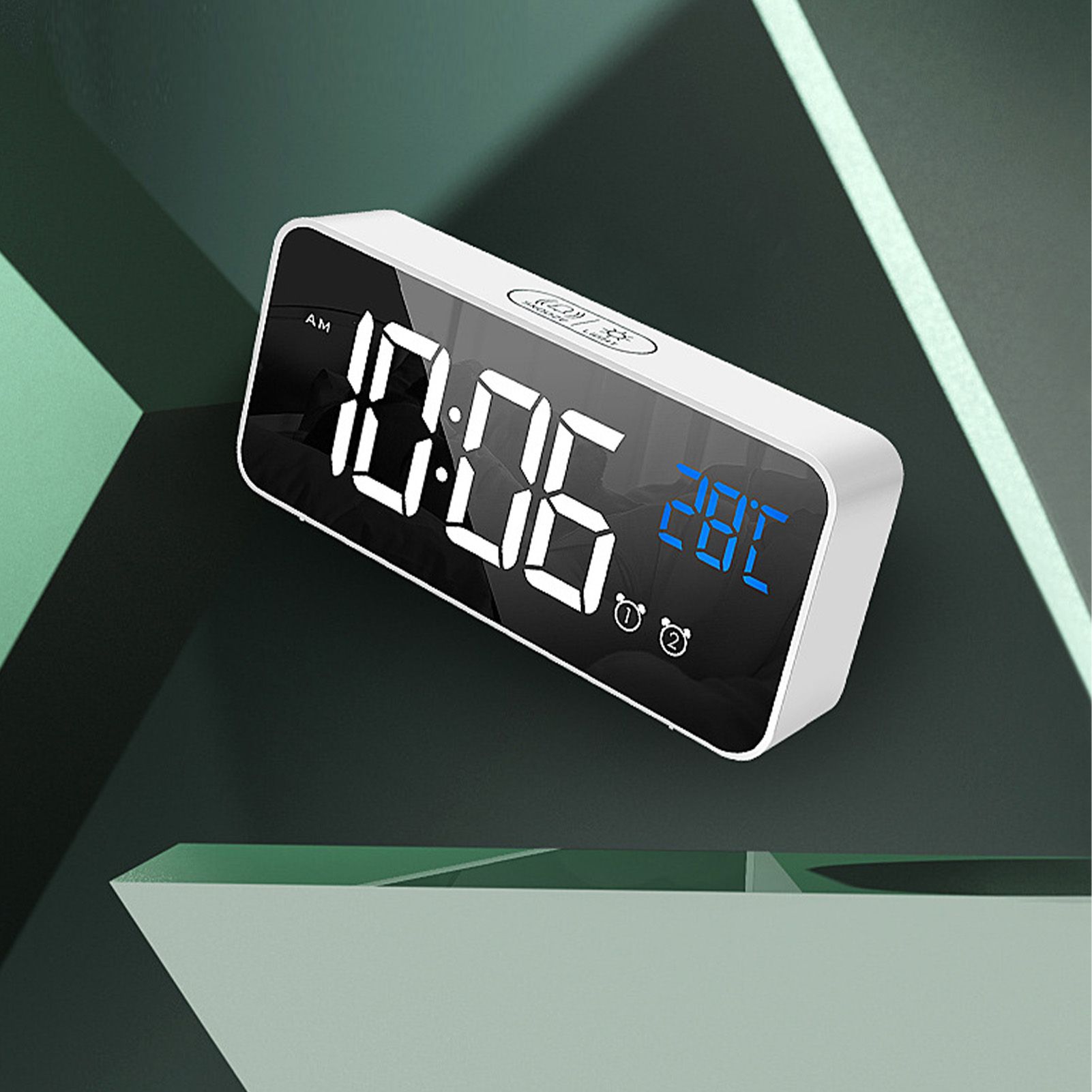 LED Alarm Electric Clock Multifunctional Exquisite Mirrored Surface Silent view 6