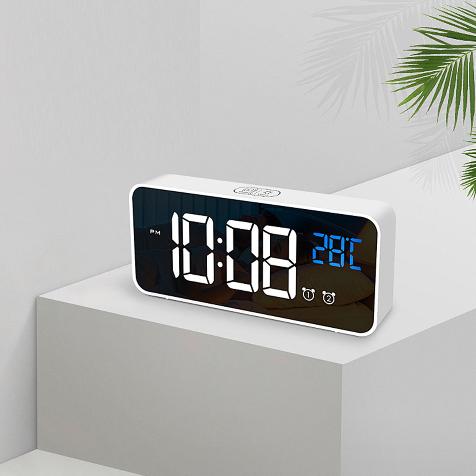 LED Alarm Electric Clock Multifunctional Exquisite Mirrored Surface Silent view 8