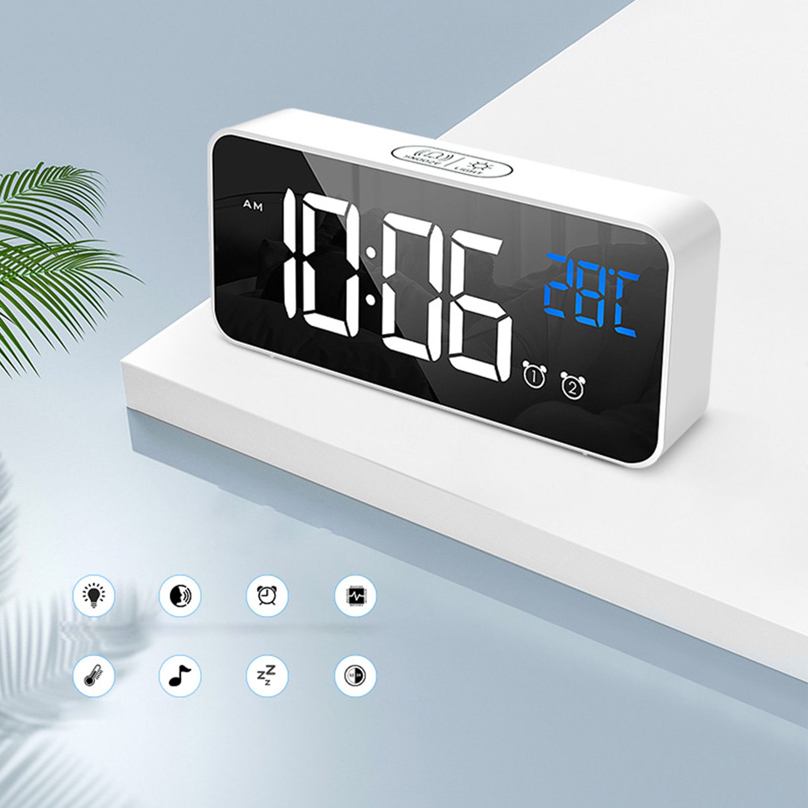 LED Alarm Electric Clock Multifunctional Exquisite Mirrored Surface Silent view 9