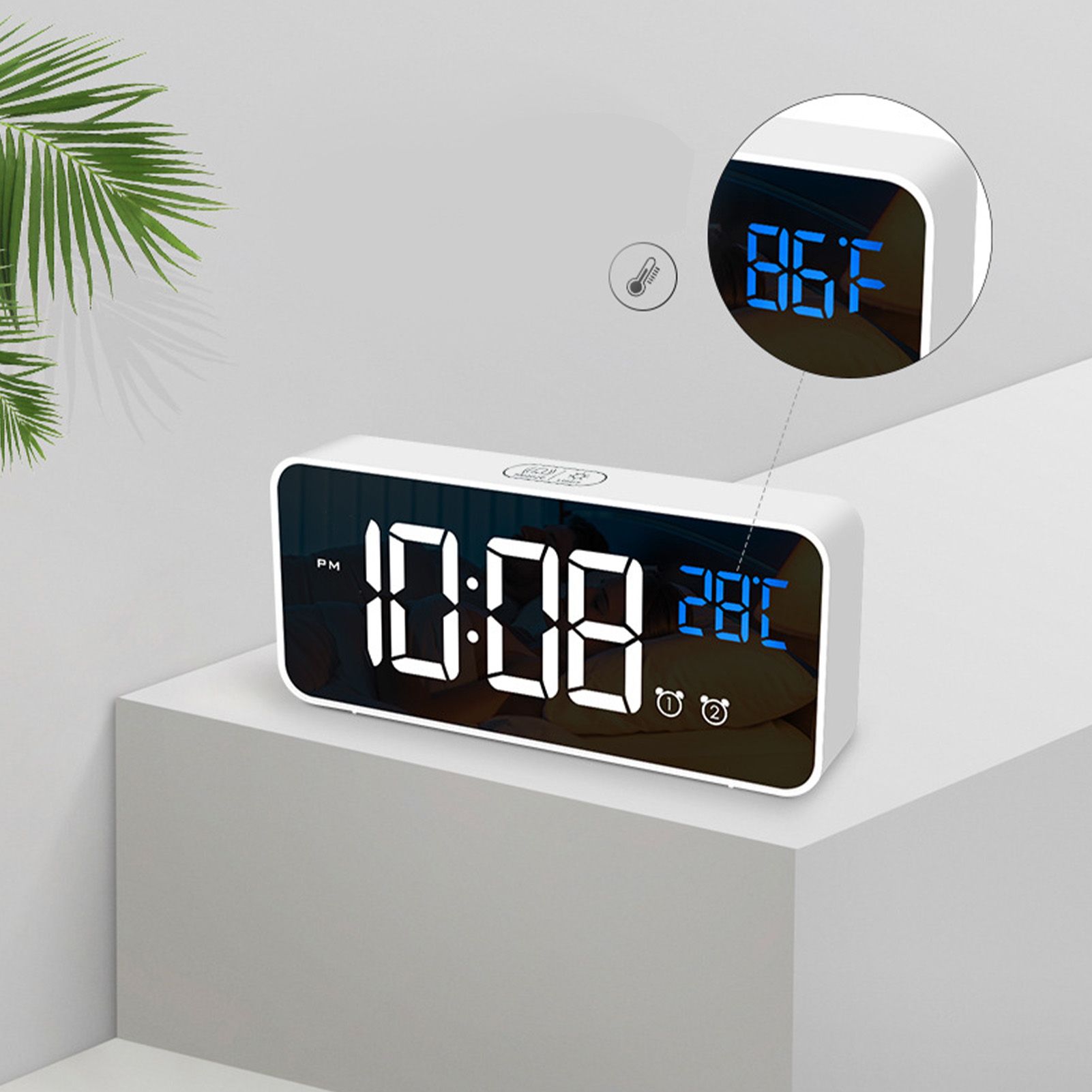 LED Alarm Electric Clock Multifunctional Exquisite Mirrored Surface Silent view 10
