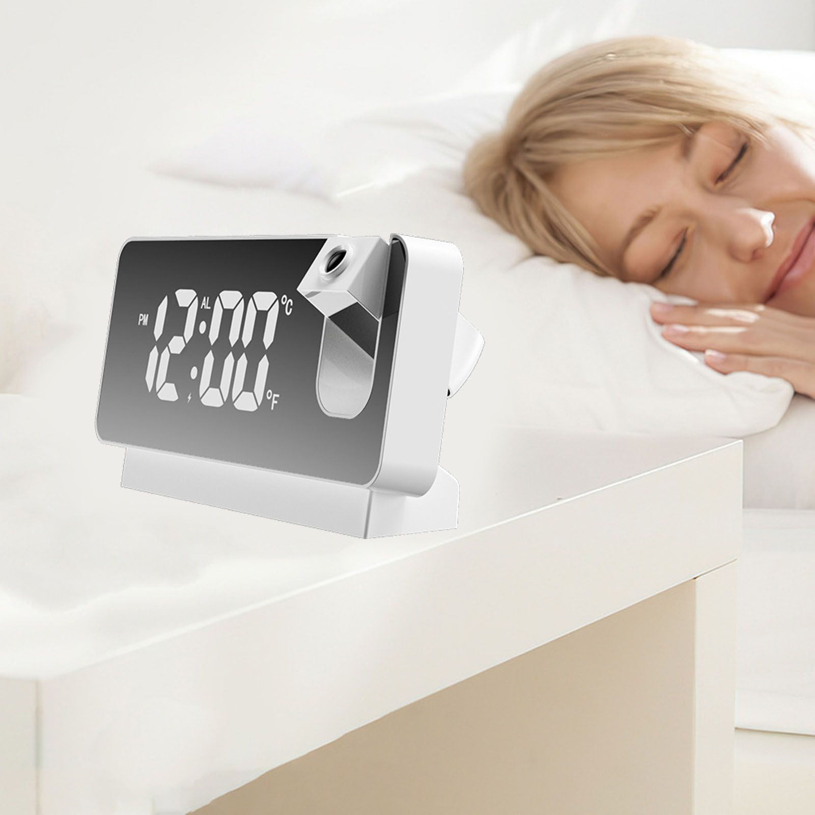 Projection Alarm Clock 360 Degree Flexible Adjust Creative LED Mirror Digital view 10