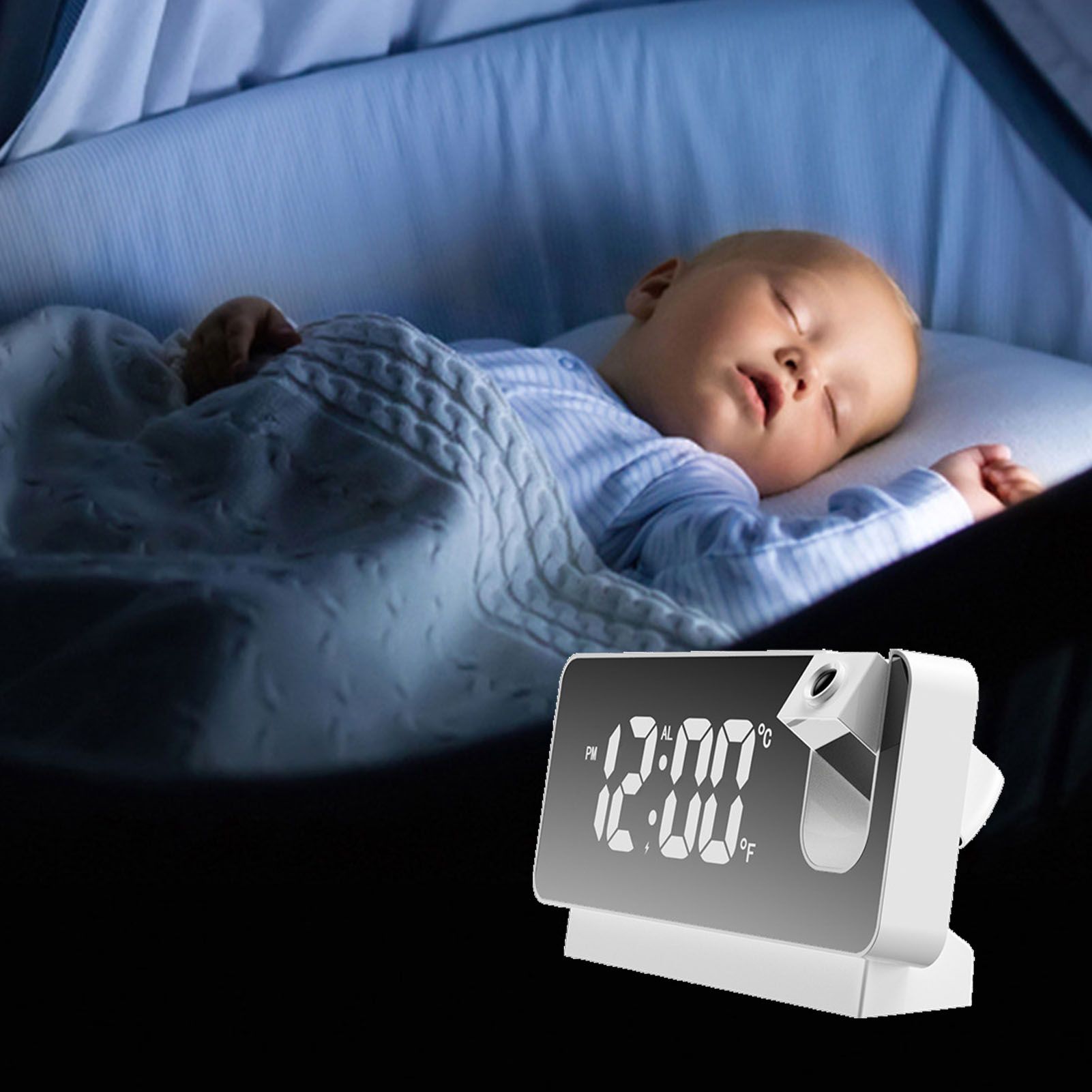 Projection Alarm Clock 360 Degree Flexible Adjust Creative LED Mirror Digital view 11