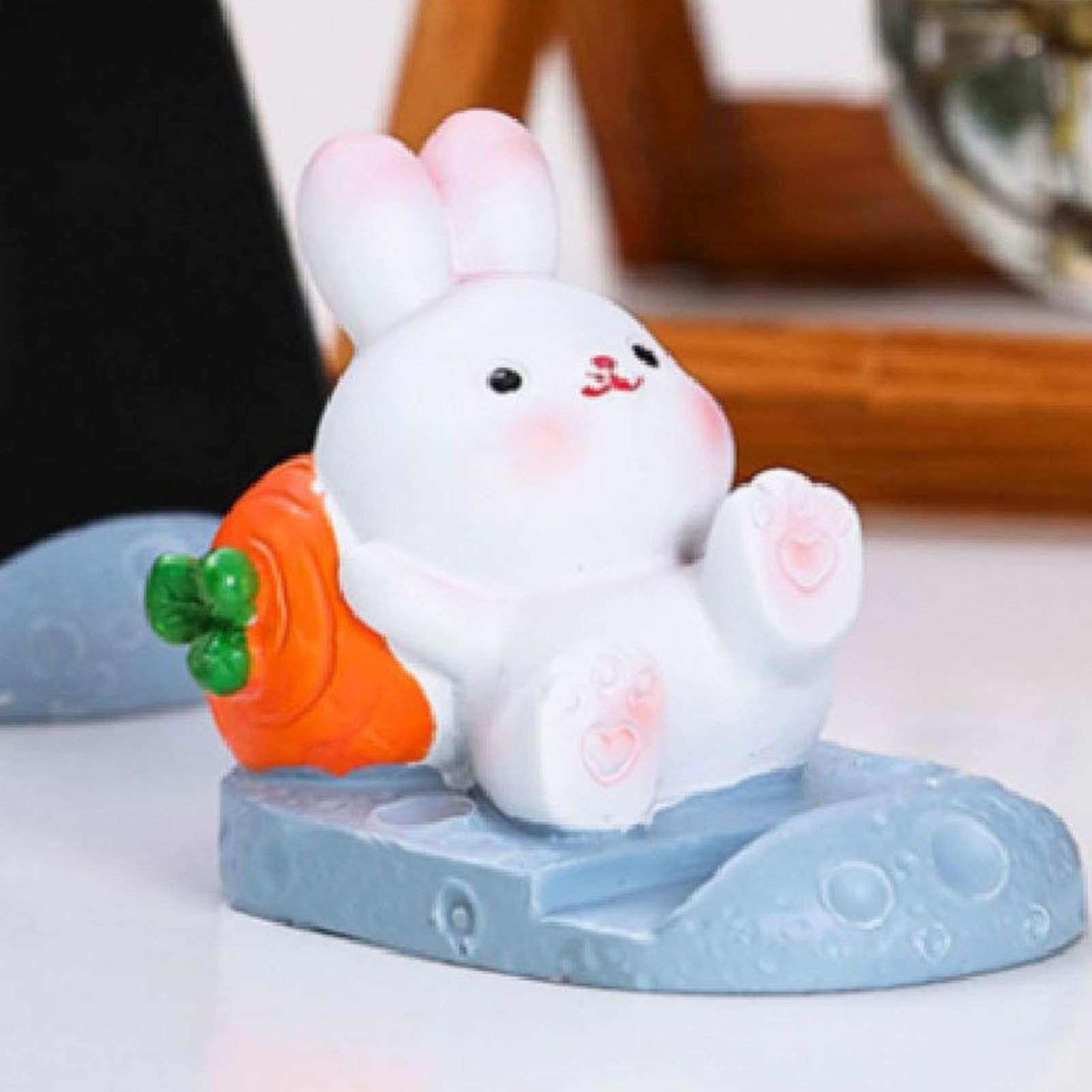 Cute Rabbit Cell Phone Stand Cartoon Resin Bunny Phone Holder Desk for Student view 9