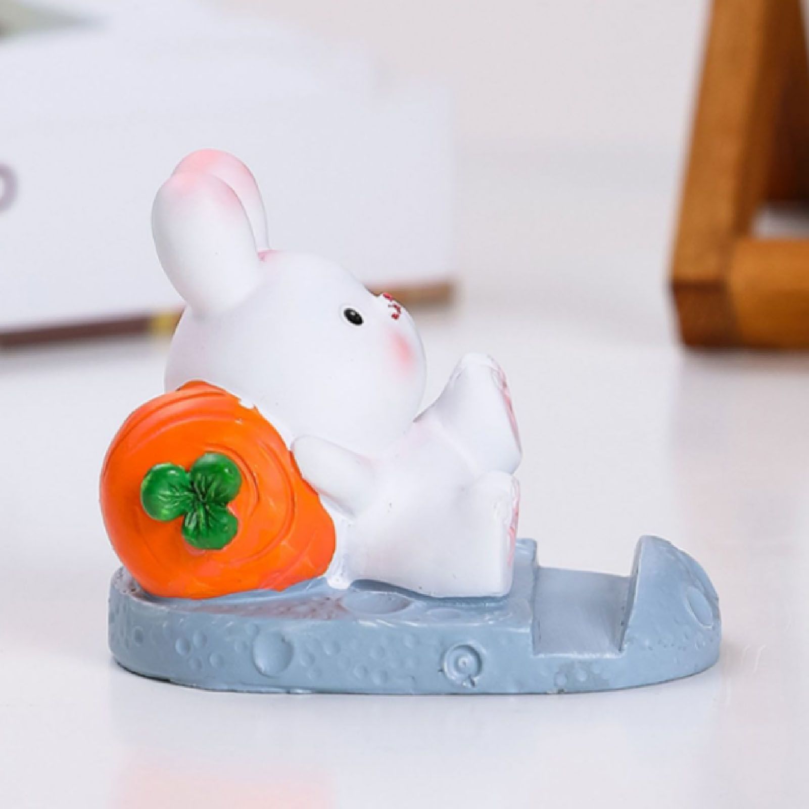 Cute Rabbit Cell Phone Stand Cartoon Resin Bunny Phone Holder Desk for Student view 12