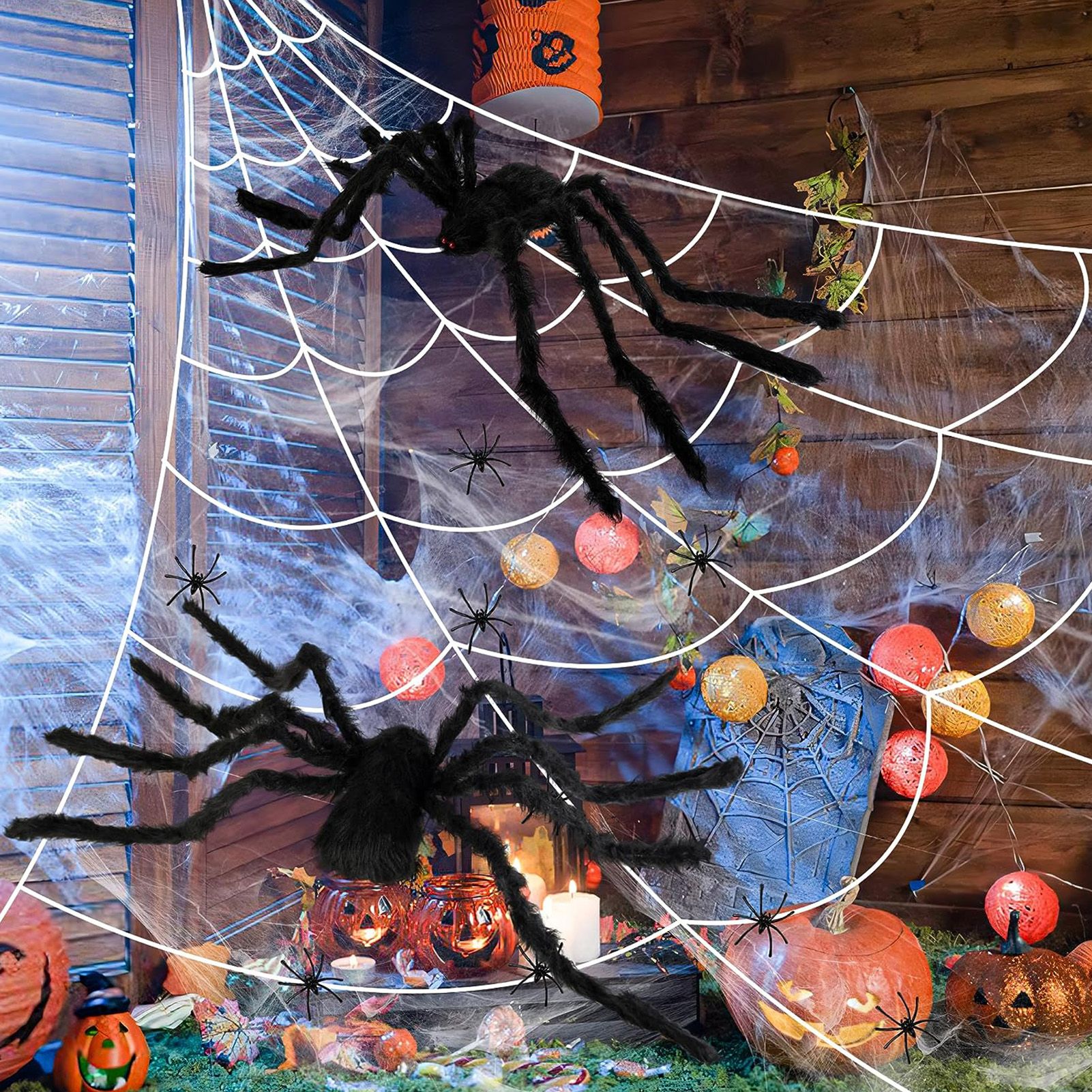 Giant Fake Spider Lifelike Halloween Posable Black Soft Hairy Fake Spiders view 13