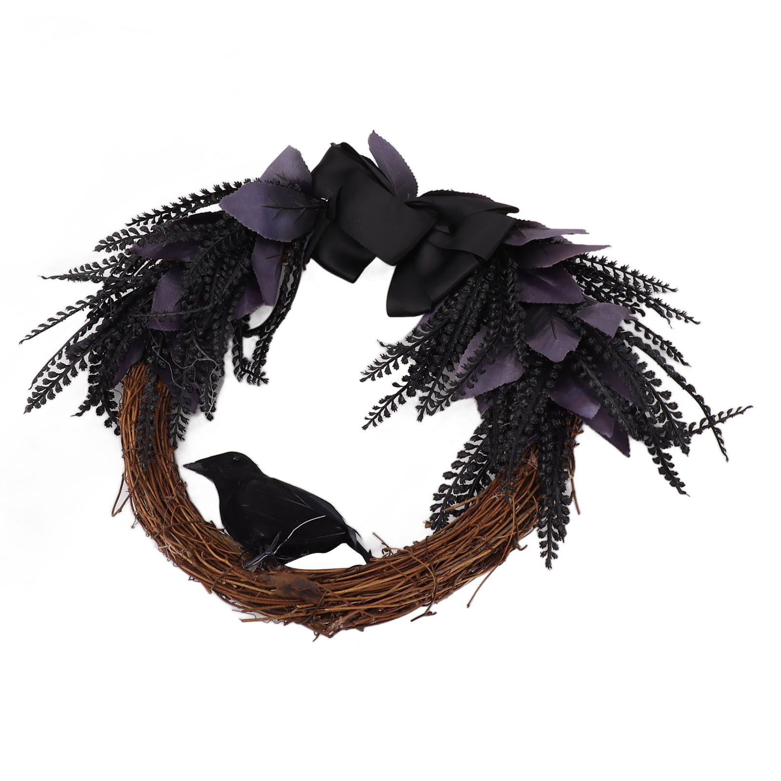 Halloween Wreath Bowknot Crow Garland Decoration Home Door Hallway Hanging Wreath view 2