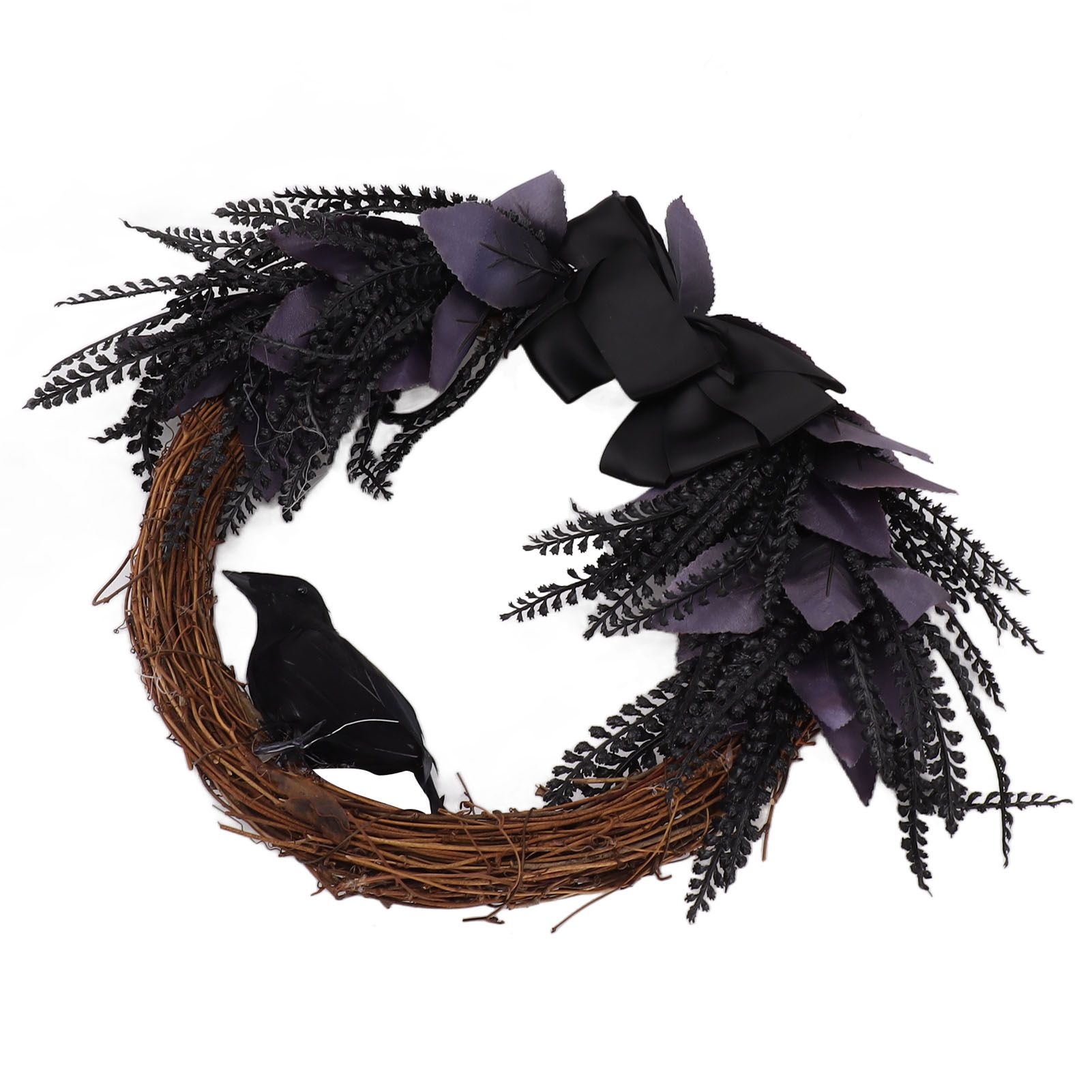 Halloween Wreath Bowknot Crow Garland Decoration Home Door Hallway Hanging Wreath view 3