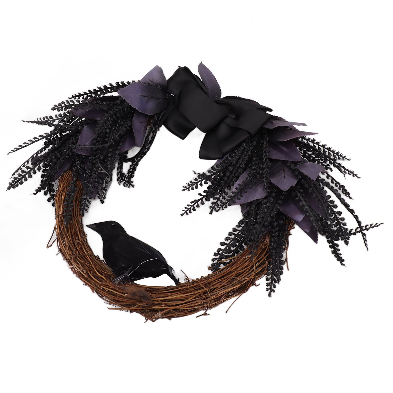 Halloween Wreath Bowknot Crow Garland Decoration Home Door Hallway Hanging Wreath view 6