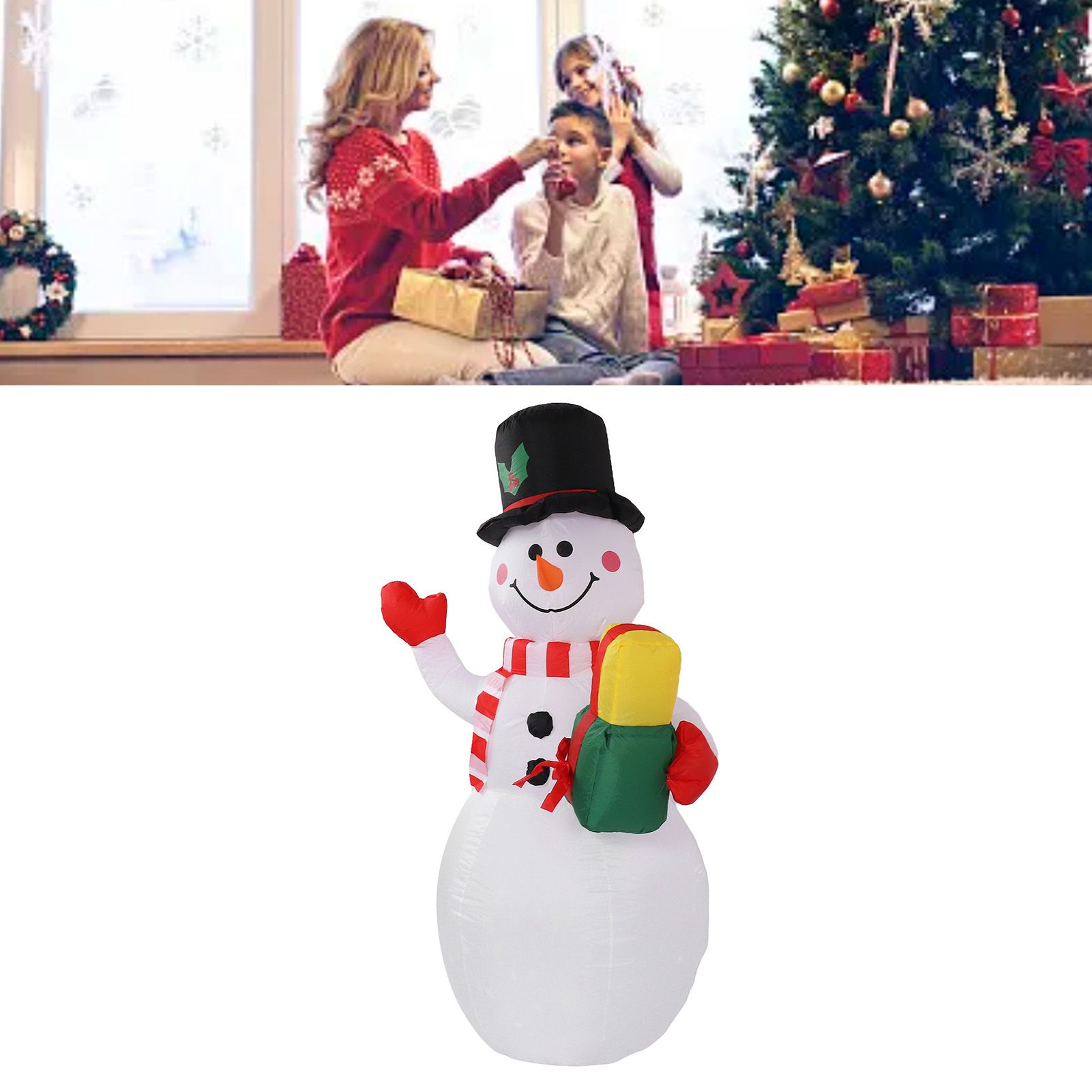 1.5m Inflatable Christmas Snowman Colorful Light Windproof Rope Automatic Blow view 12
