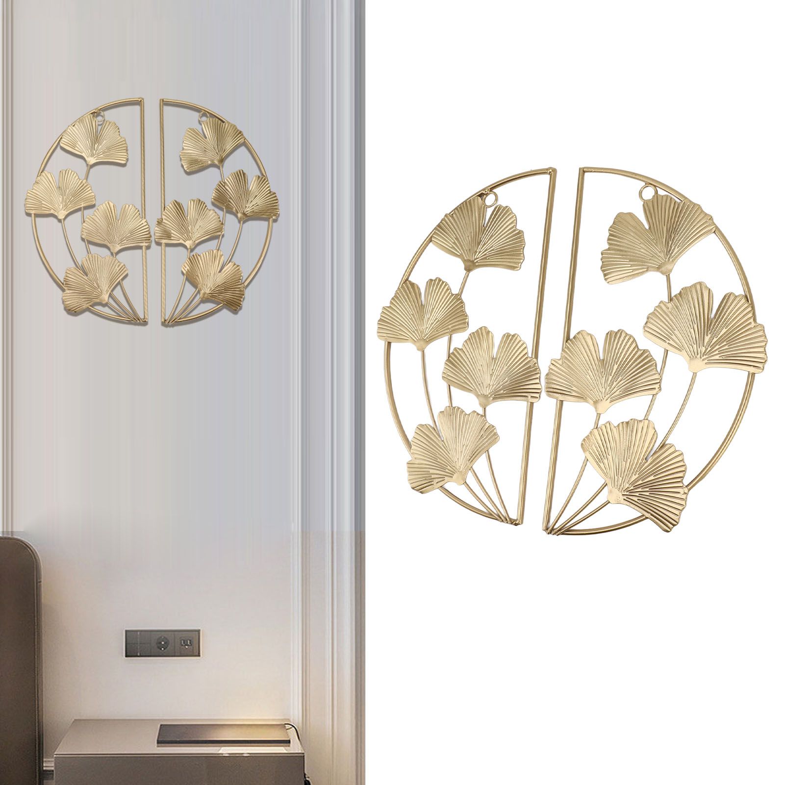 Golden Ginkgo Leaf Wall Hanging Decor Golden Iron Art Wall Sculpture Wall view 11