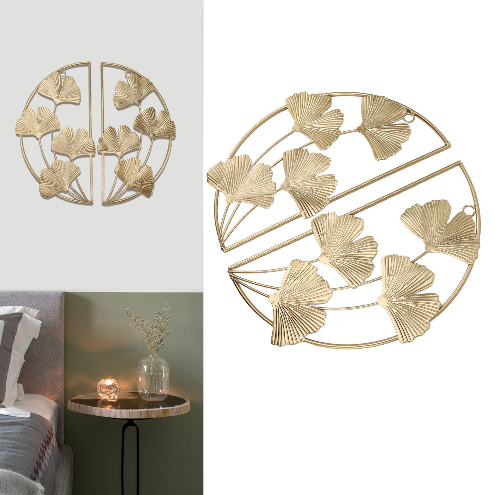 Golden Ginkgo Leaf Wall Hanging Decor Golden Iron Art Wall Sculpture Wall view 12