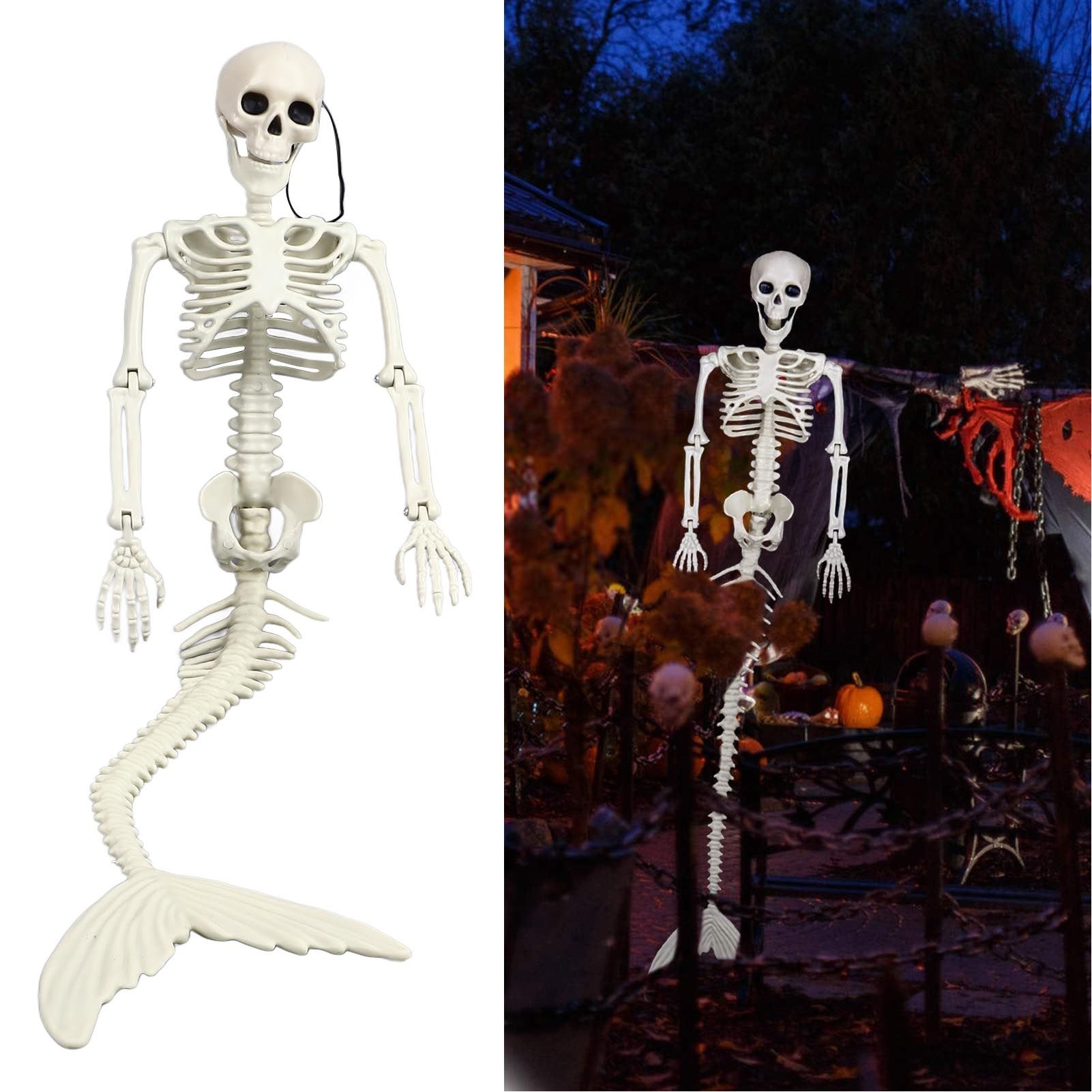 Life Size Skeleton Mermaid Halloween Outdoor Decorations Movable Posable view 11