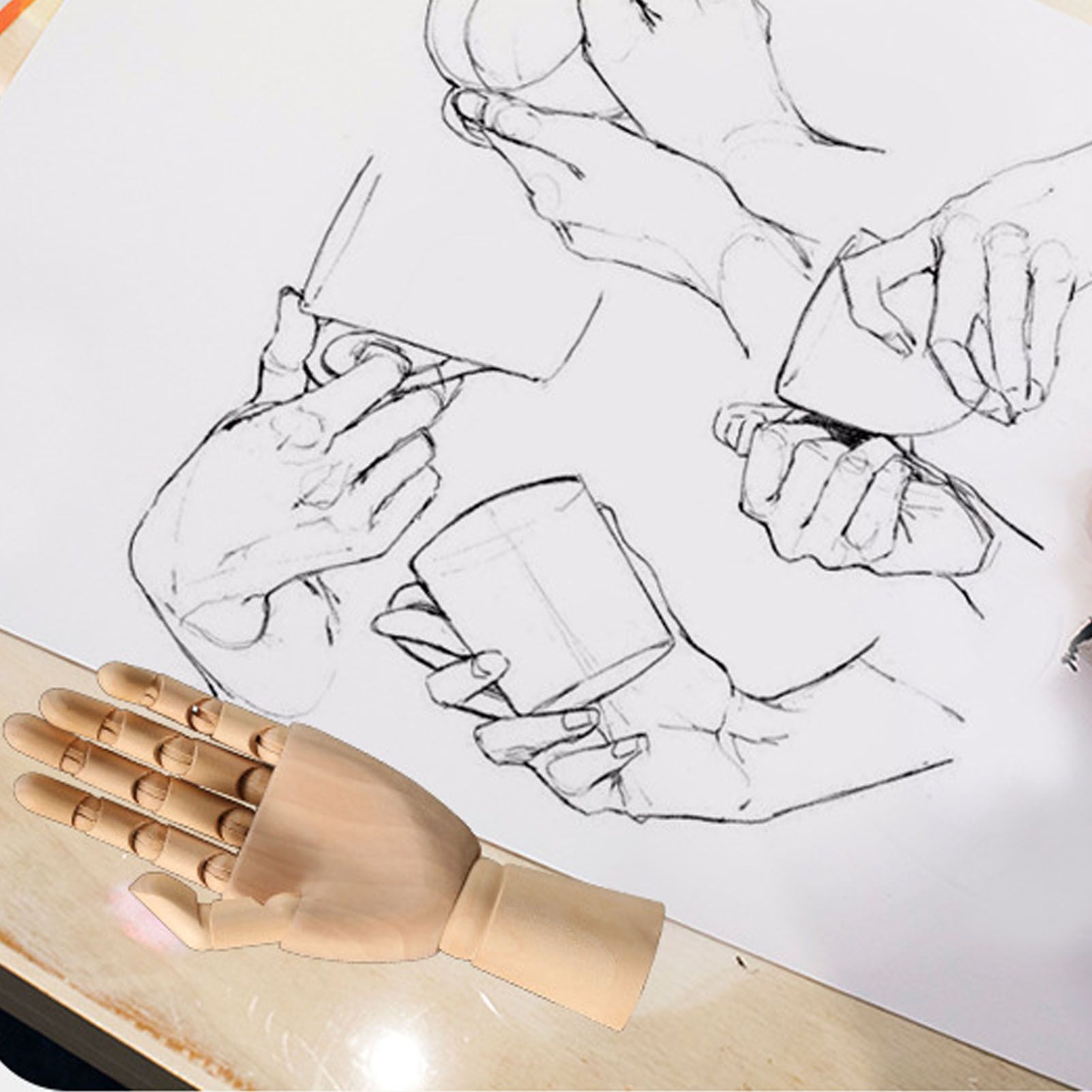Flexible Wooden Hand Model Moveable Wooden Artists Manikin Hand Figure Hand view 11