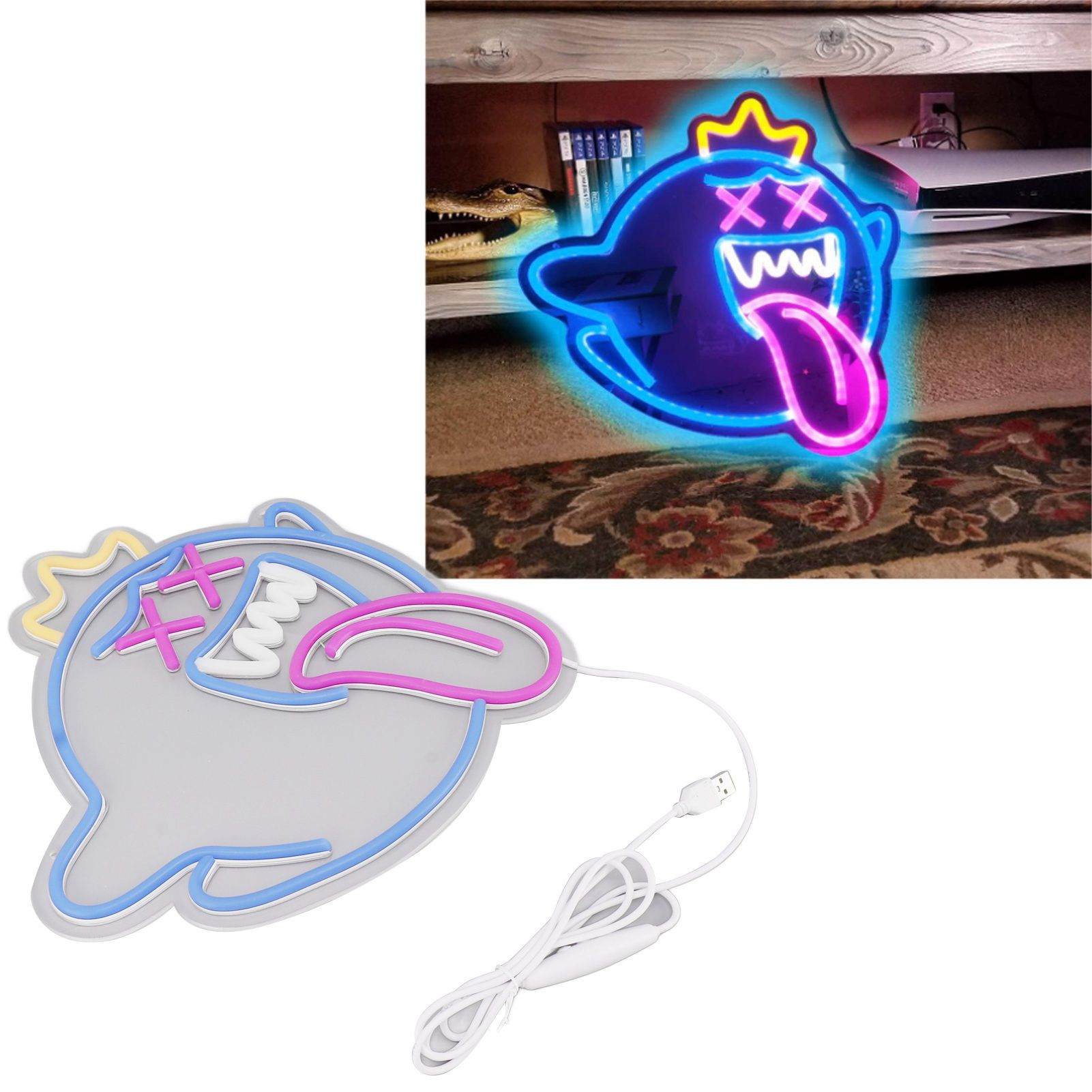 Ghost Neon Sign USB Wall Mounted Dimmable Easy to Install Halloween LED Ghost view 11