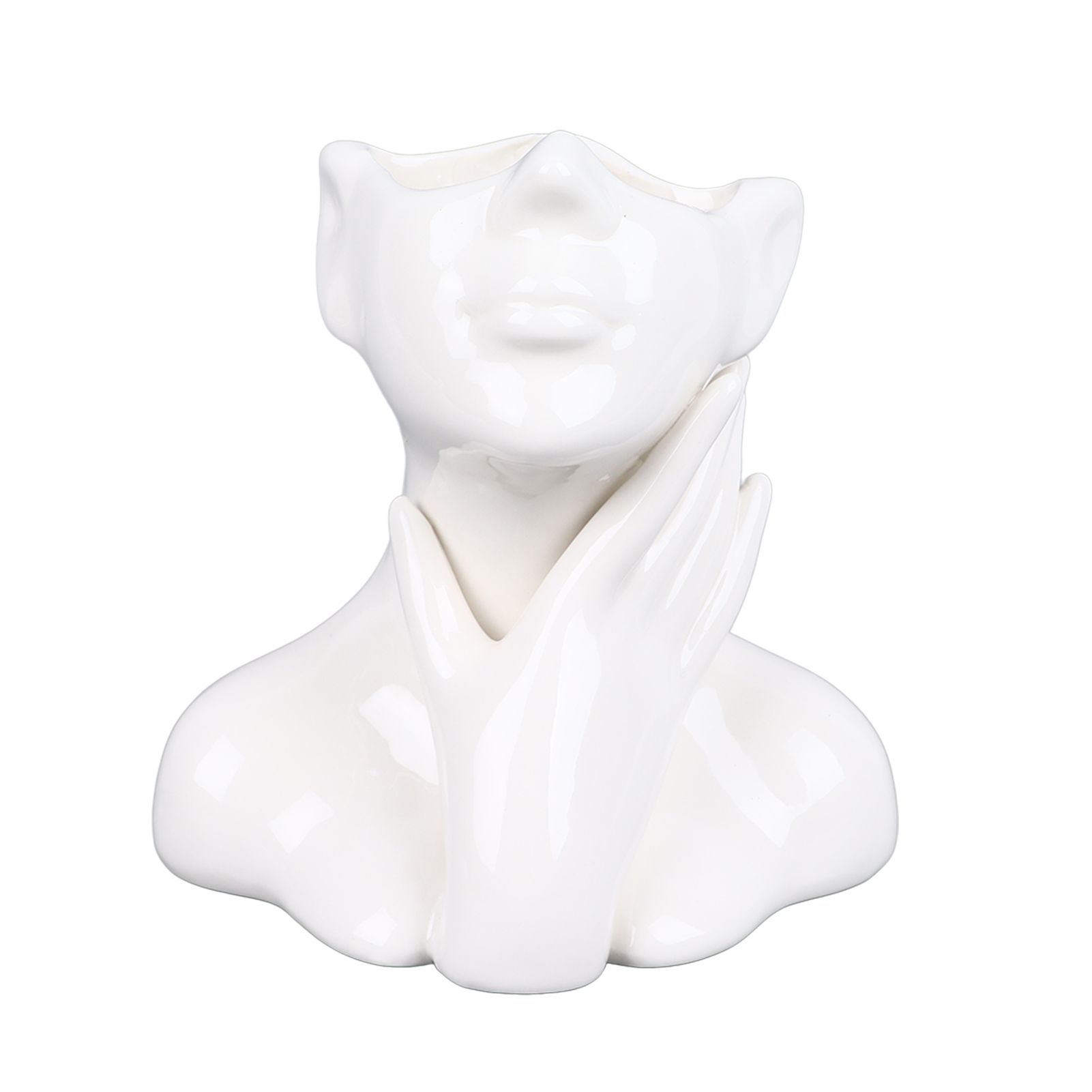 Female Face Vase Nordic Style Elegant Flower Vase Smoothly Ceramic Flower Vase — image 1