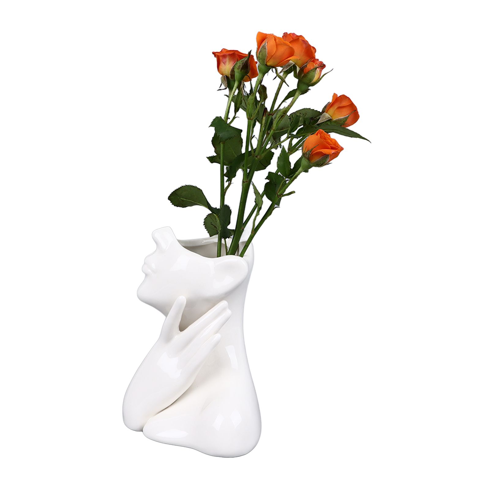 Female Face Vase Nordic Style Elegant Flower Vase Smoothly Ceramic Flower Vase view 9