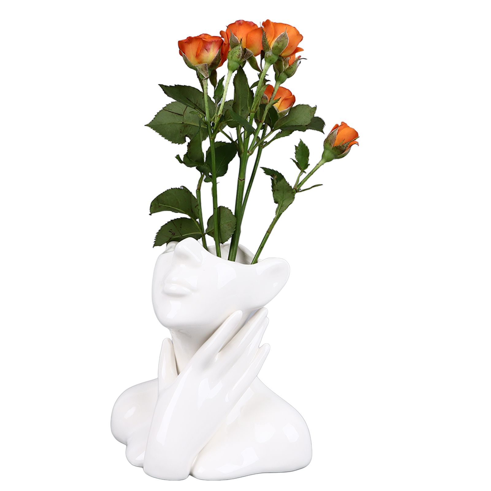 Female Face Vase Nordic Style Elegant Flower Vase Smoothly Ceramic Flower Vase view 10
