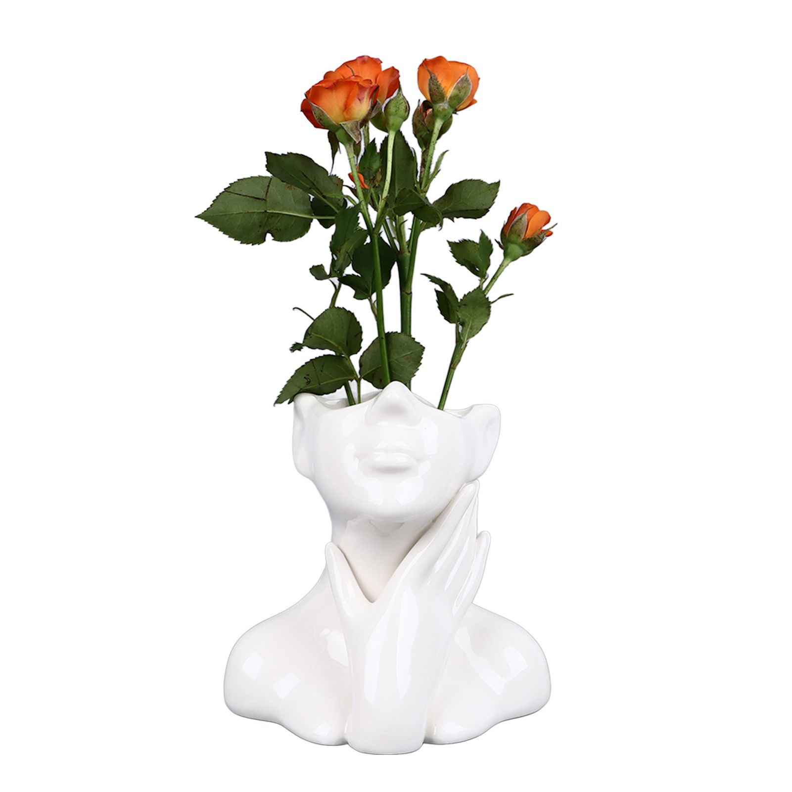 Female Face Vase Nordic Style Elegant Flower Vase Smoothly Ceramic Flower Vase view 11