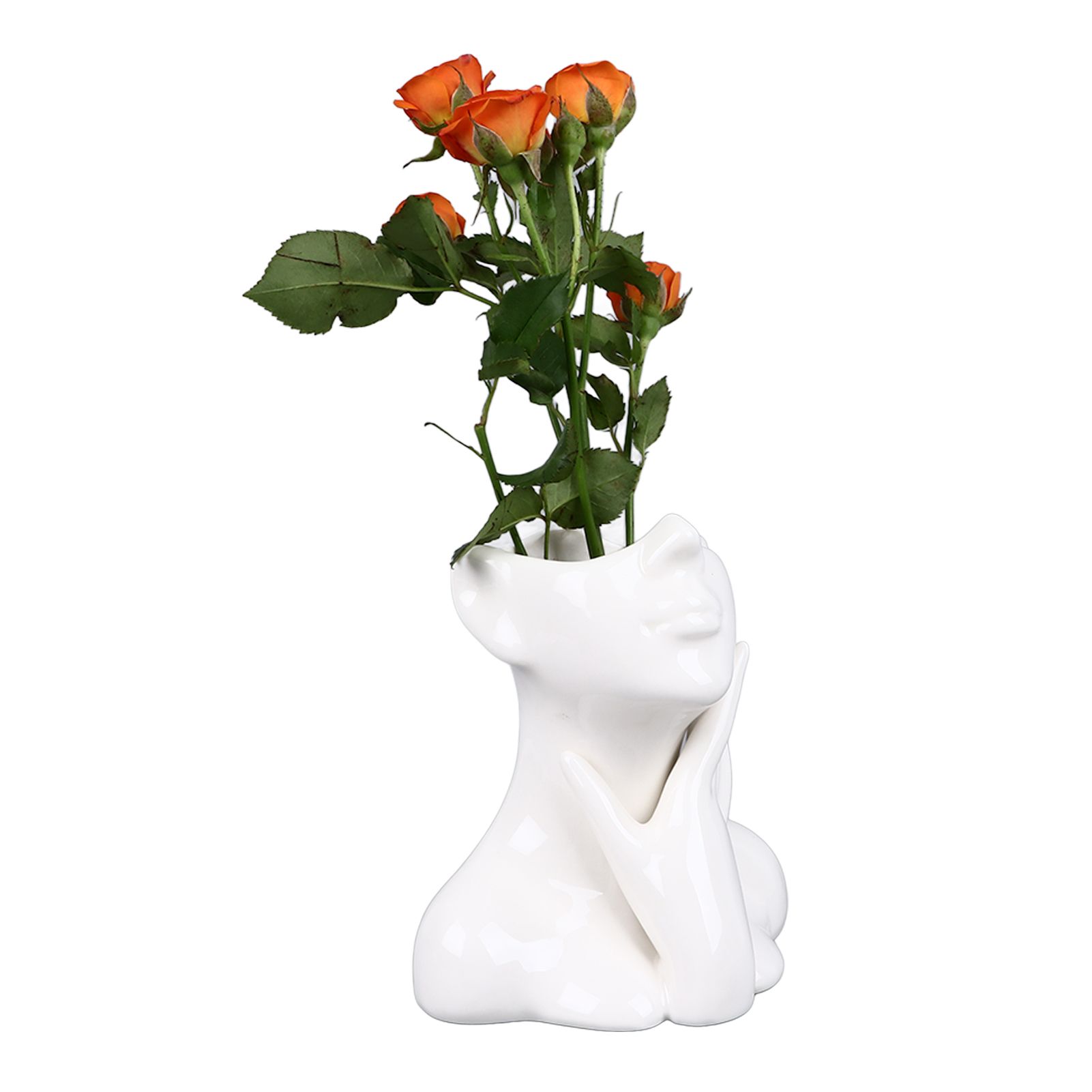 Female Face Vase Nordic Style Elegant Flower Vase Smoothly Ceramic Flower Vase view 12