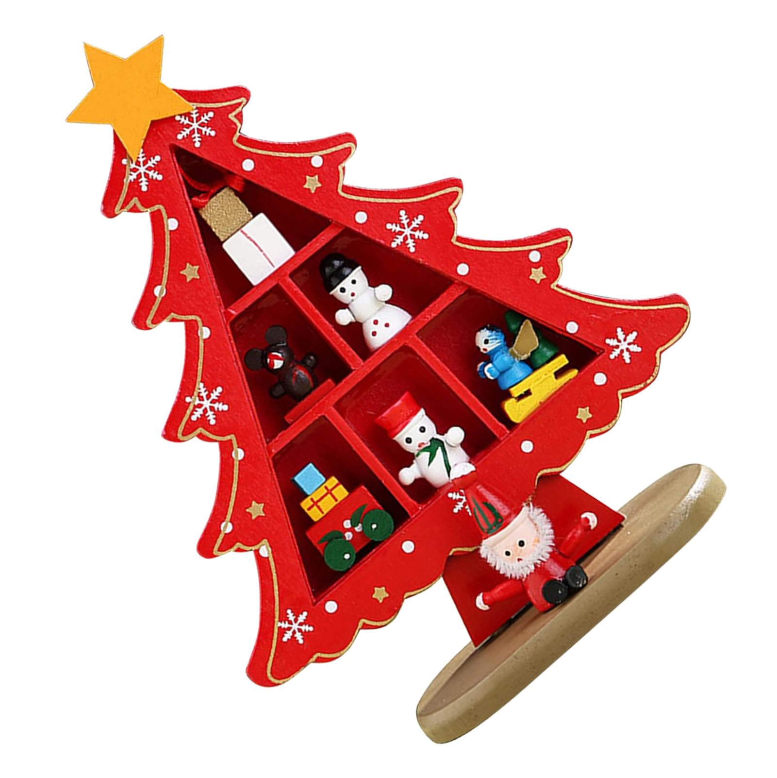 Tabletop Wooden Christmas Tree Exquisite Mini Conveniently Placed Desktop view 2