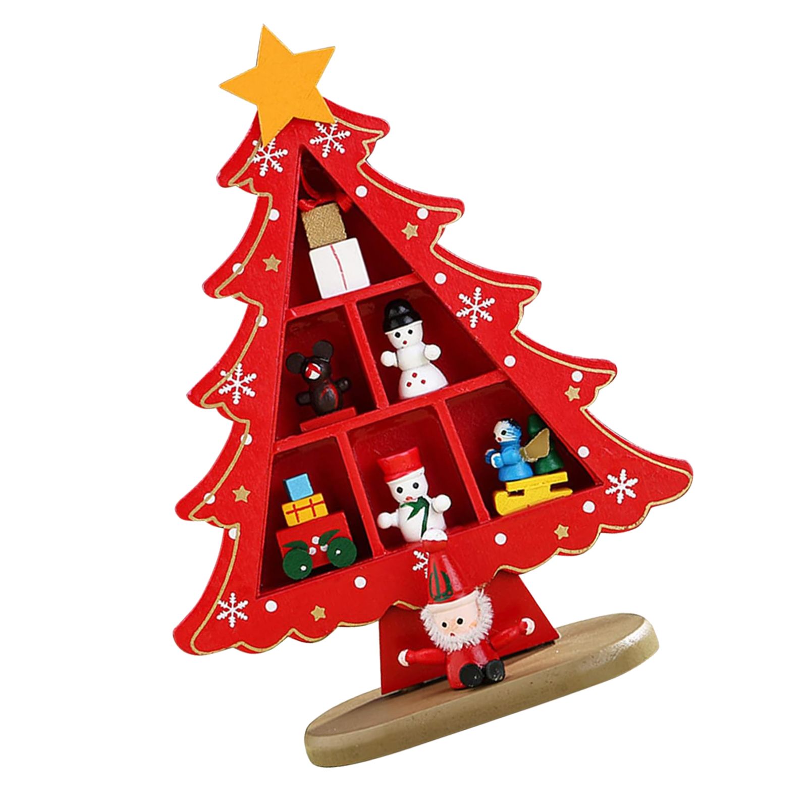 Tabletop Wooden Christmas Tree Exquisite Mini Conveniently Placed Desktop view 3