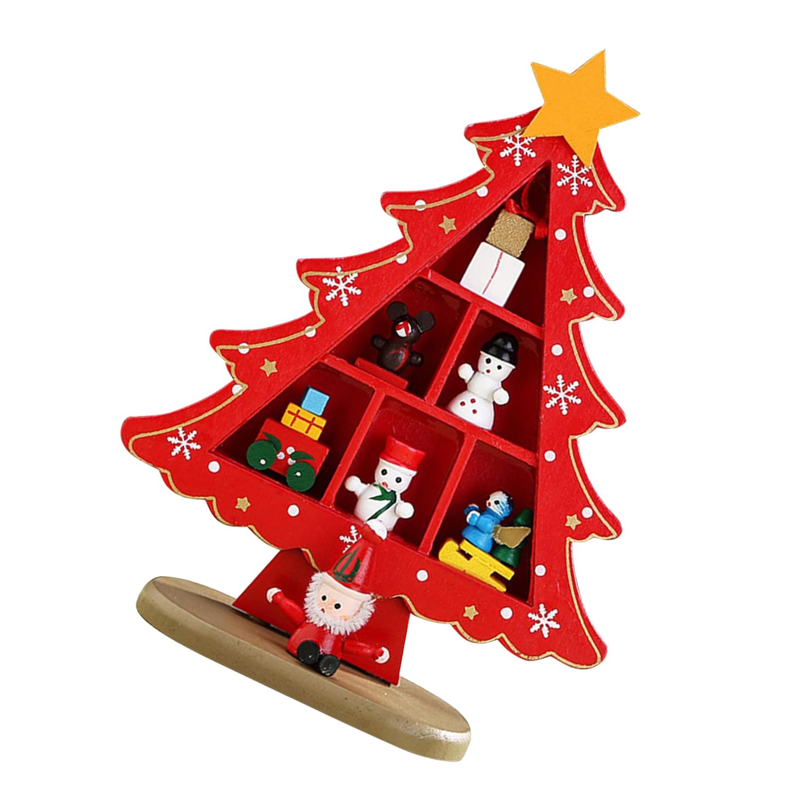 Tabletop Wooden Christmas Tree Exquisite Mini Conveniently Placed Desktop view 4