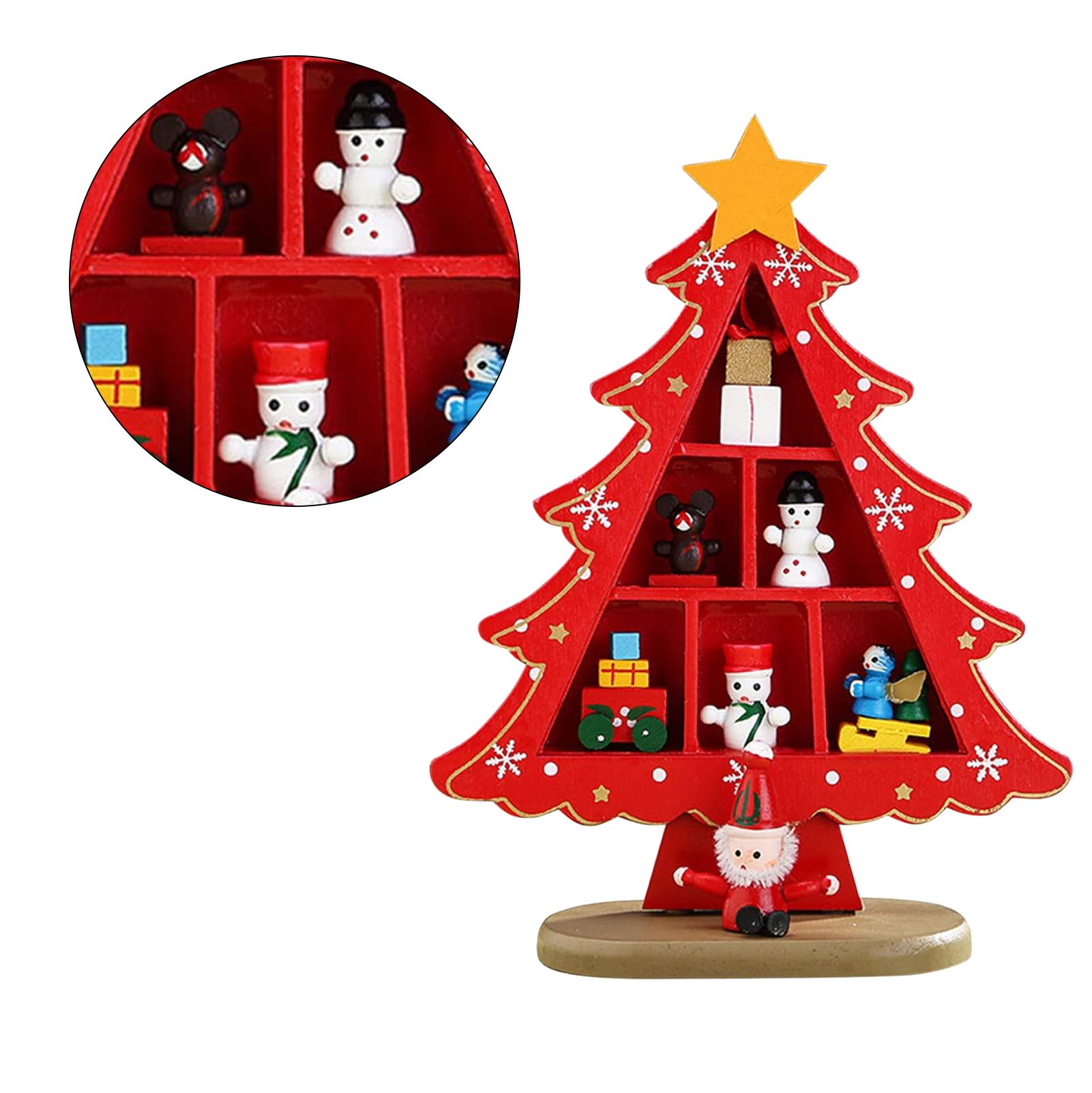 Tabletop Wooden Christmas Tree Exquisite Mini Conveniently Placed Desktop view 5