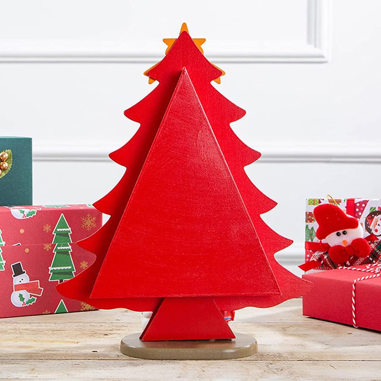 Tabletop Wooden Christmas Tree Exquisite Mini Conveniently Placed Desktop view 10