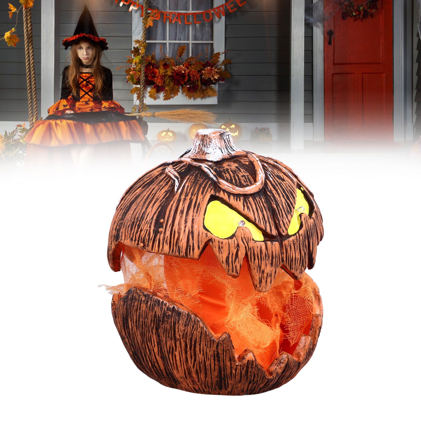 20cm Voice Activated Pumpkin Lifting Lighting Pumpkin Decoration for Indoor view 12