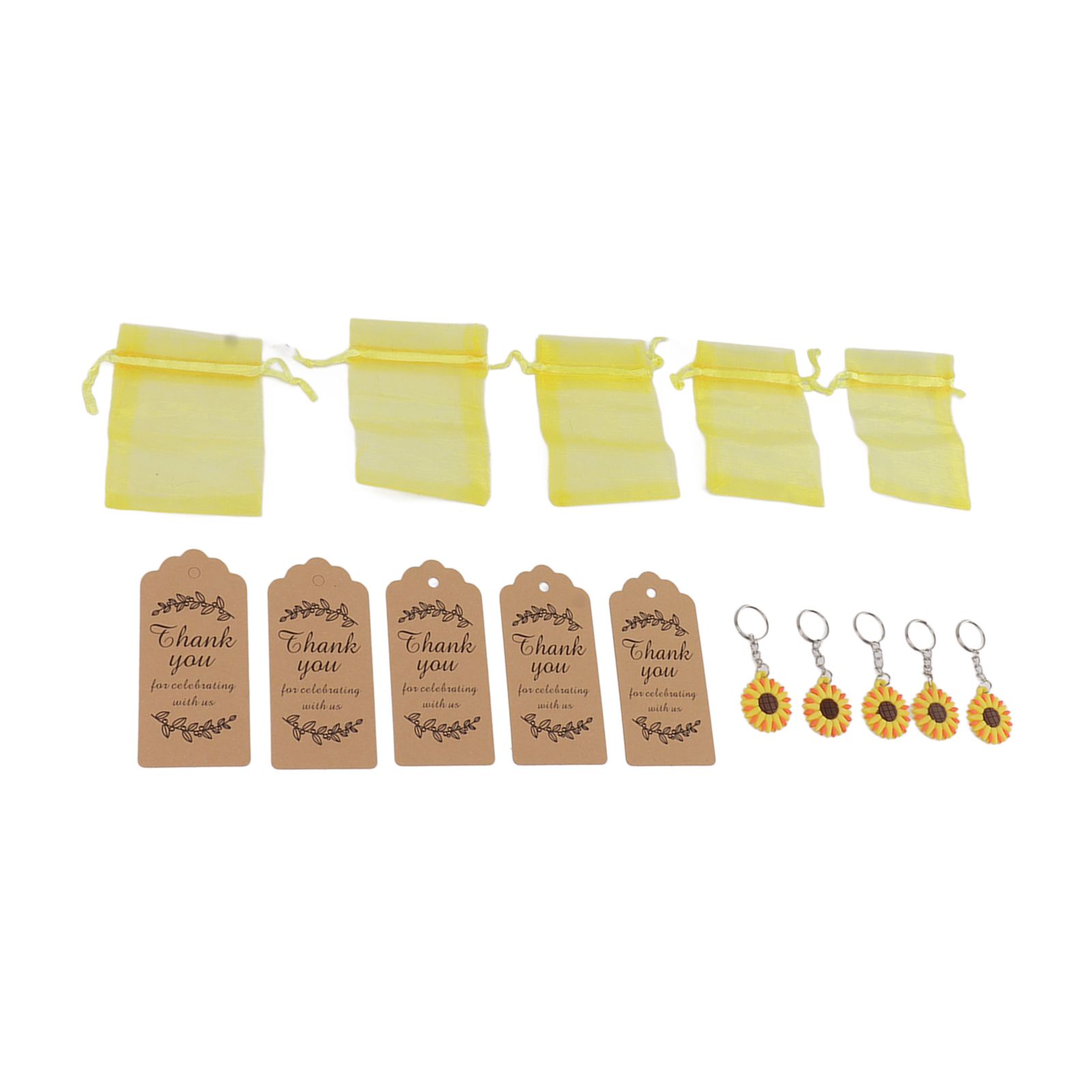 30 Sets Sunflower Party Favors Keychain Bags Tags Sunflower Return Gifts for view 2