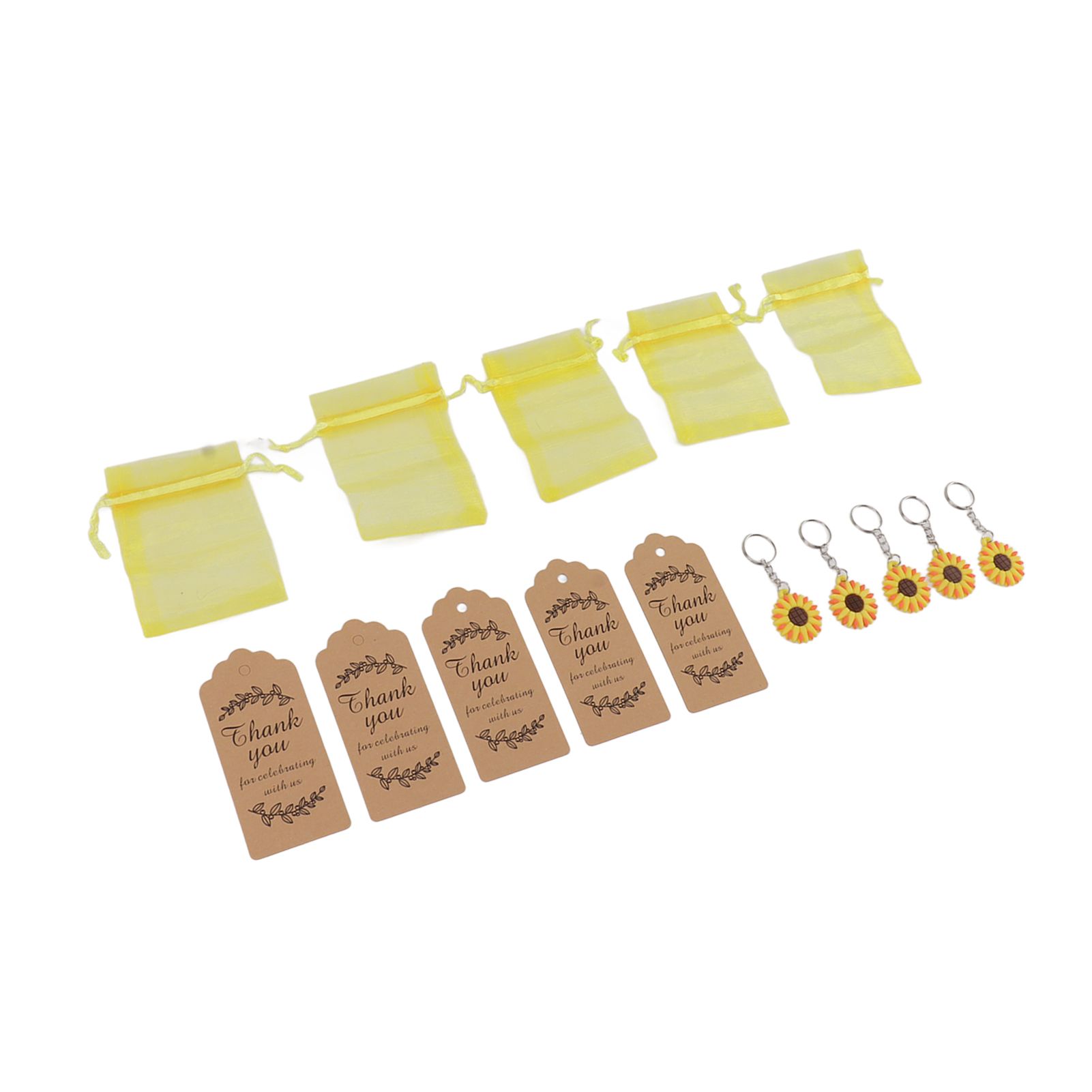 30 Sets Sunflower Party Favors Keychain Bags Tags Sunflower Return Gifts for view 3