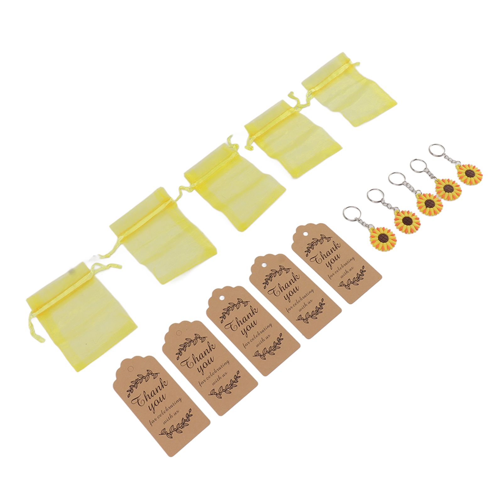 30 Sets Sunflower Party Favors Keychain Bags Tags Sunflower Return Gifts for view 4