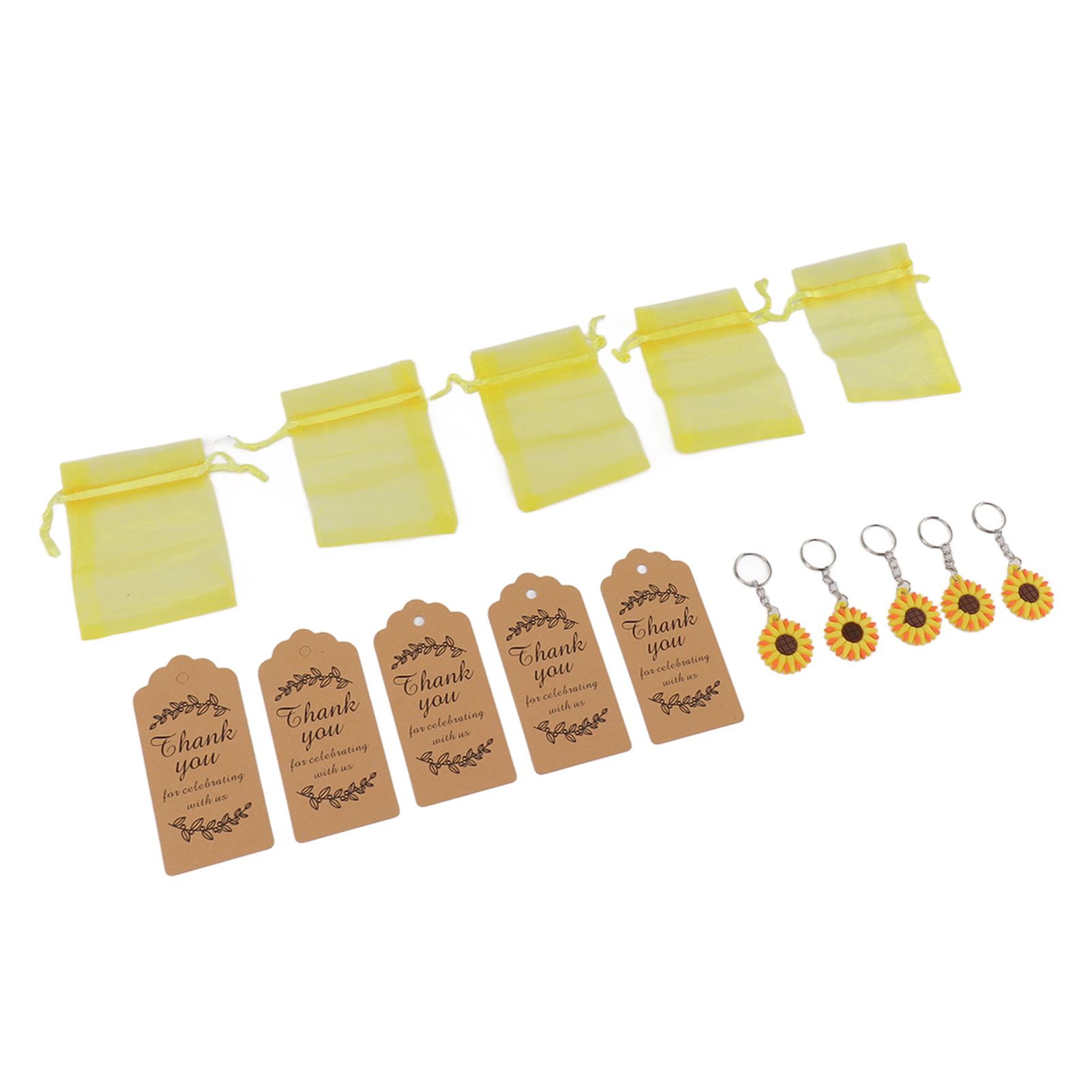 30 Sets Sunflower Party Favors Keychain Bags Tags Sunflower Return Gifts for view 5