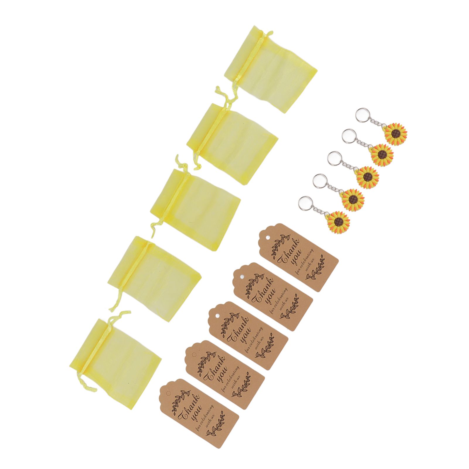 30 Sets Sunflower Party Favors Keychain Bags Tags Sunflower Return Gifts for view 7