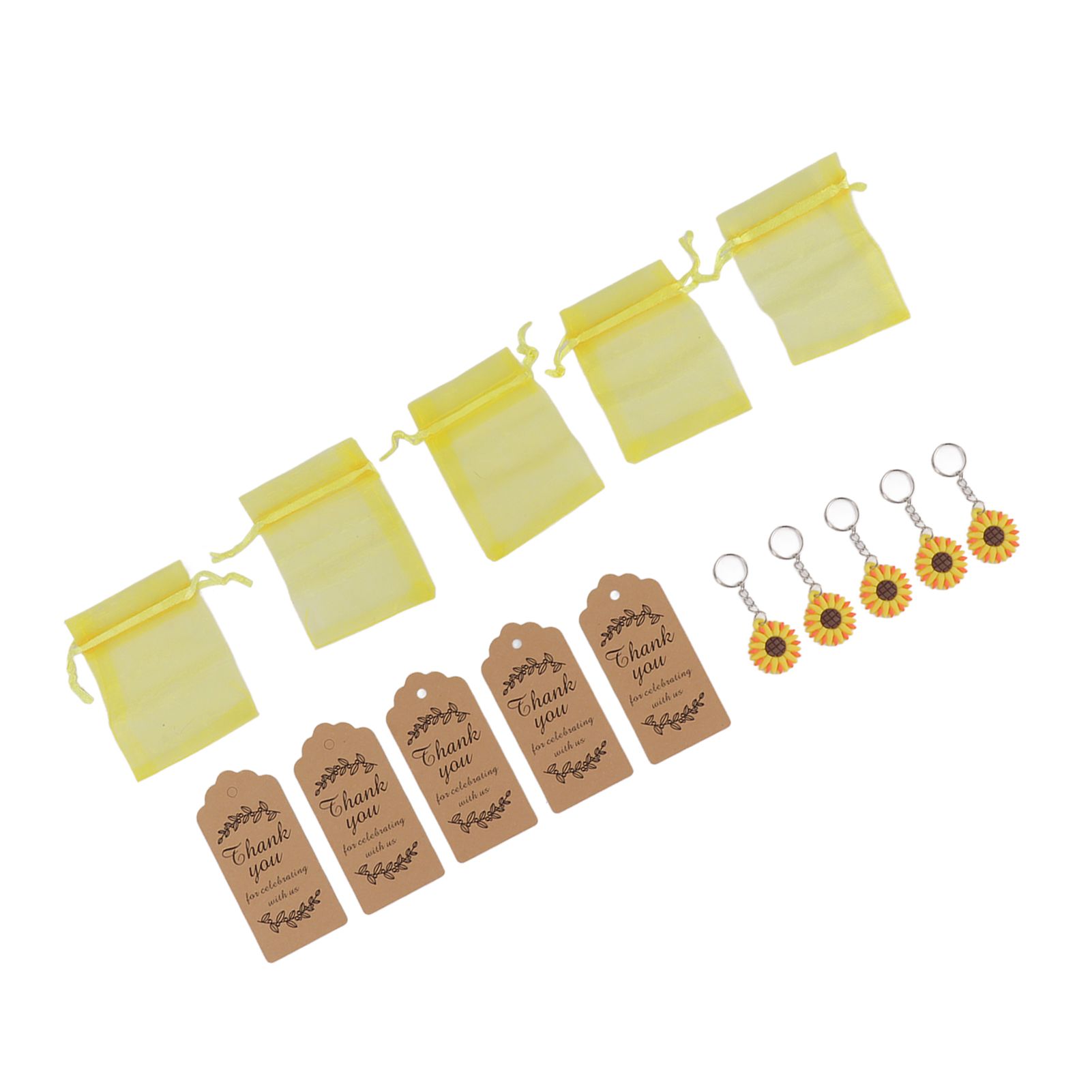 30 Sets Sunflower Party Favors Keychain Bags Tags Sunflower Return Gifts for view 8