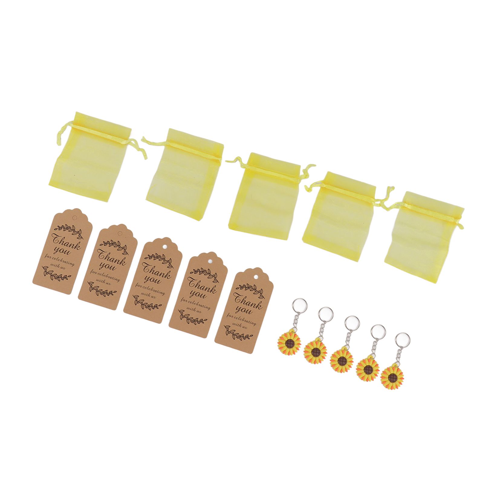 30 Sets Sunflower Party Favors Keychain Bags Tags Sunflower Return Gifts for view 9