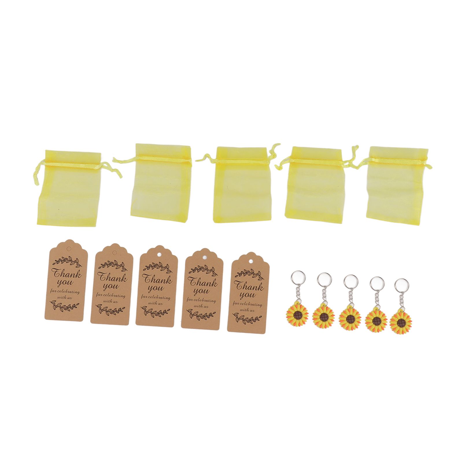 30 Sets Sunflower Party Favors Keychain Bags Tags Sunflower Return Gifts for view 10